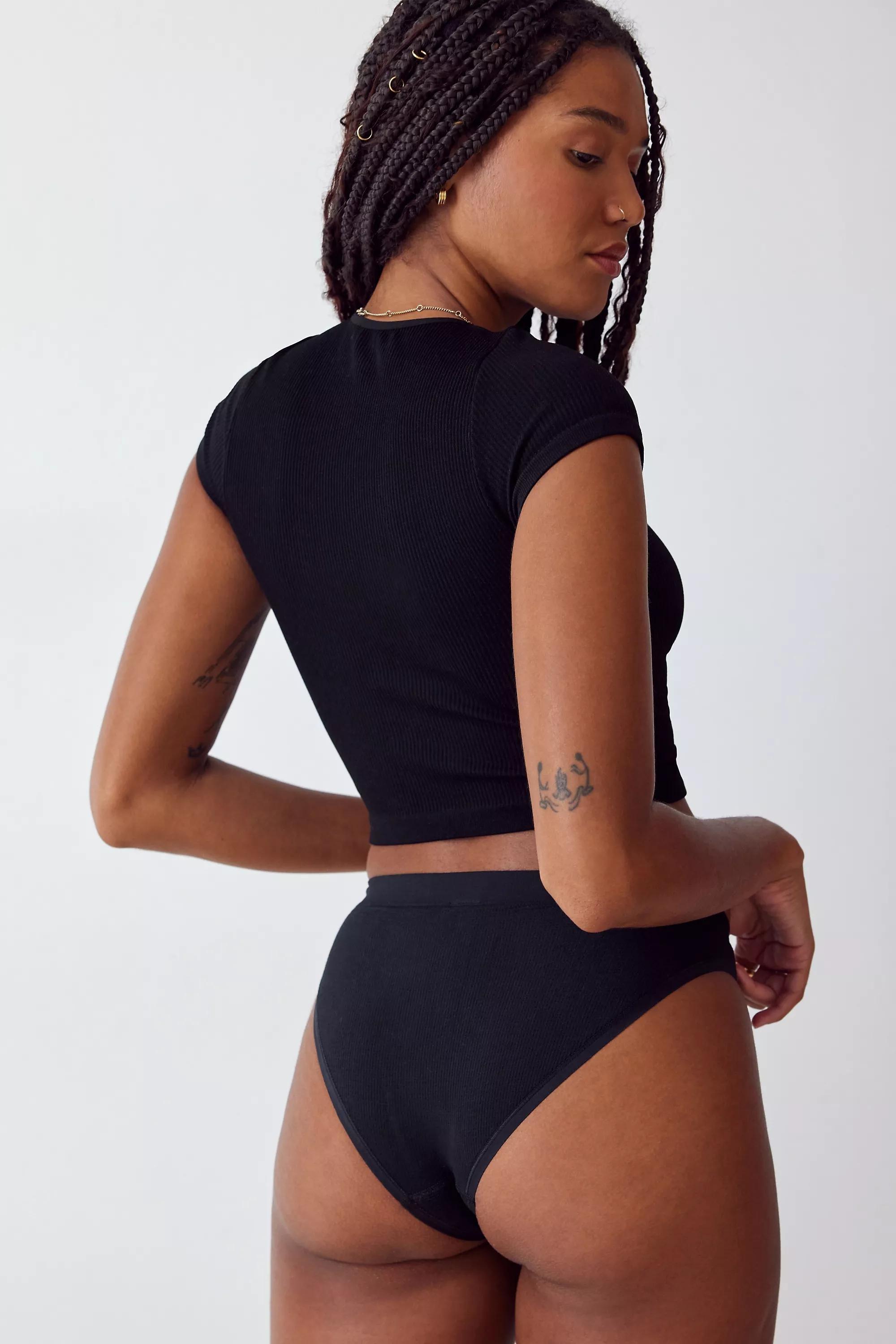 Black Out From Under Markie Ribbed Knickers, BLK, large image number 2