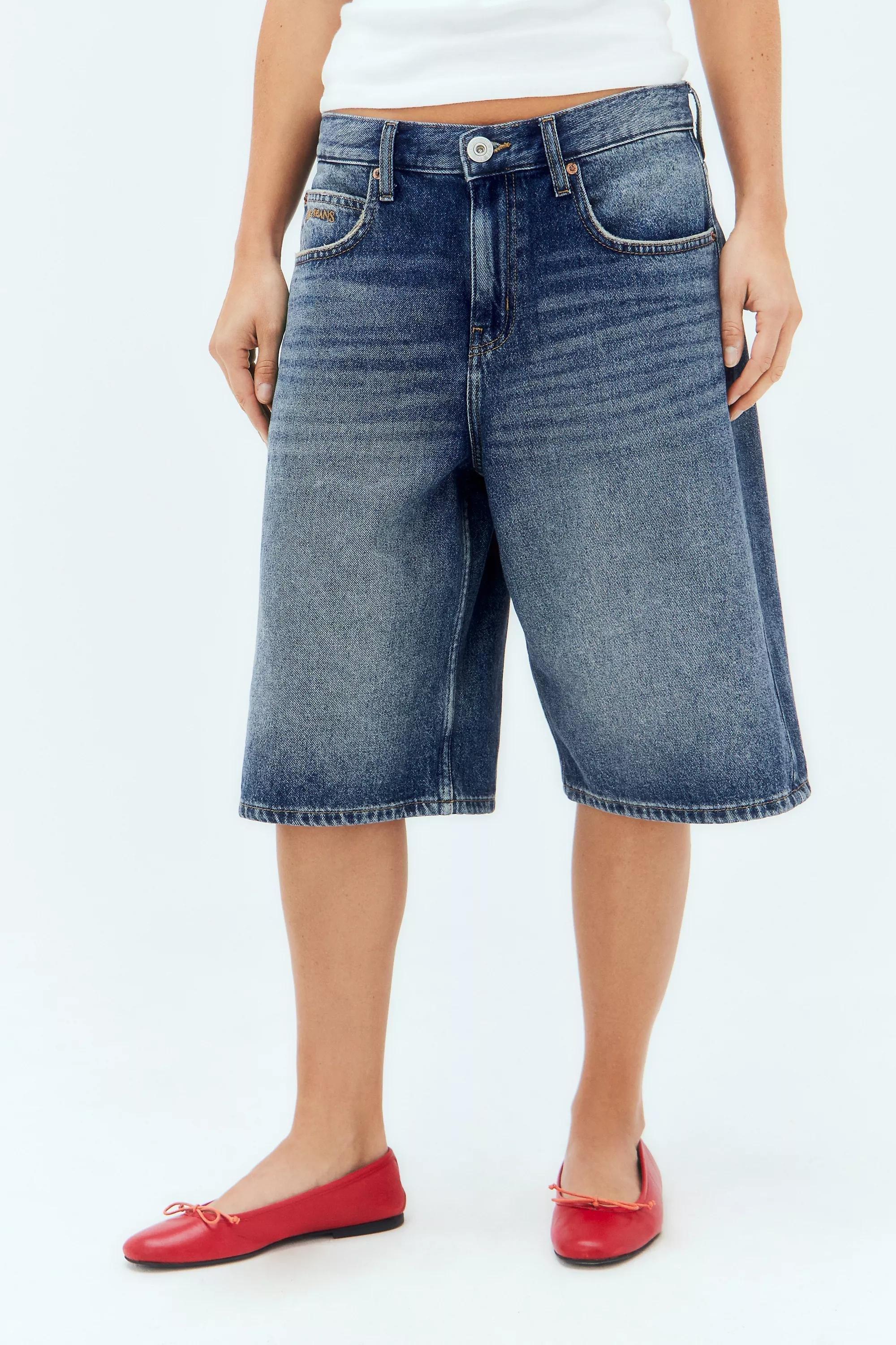 Urban Outfitters - Blue Denim Longline Board Shorts