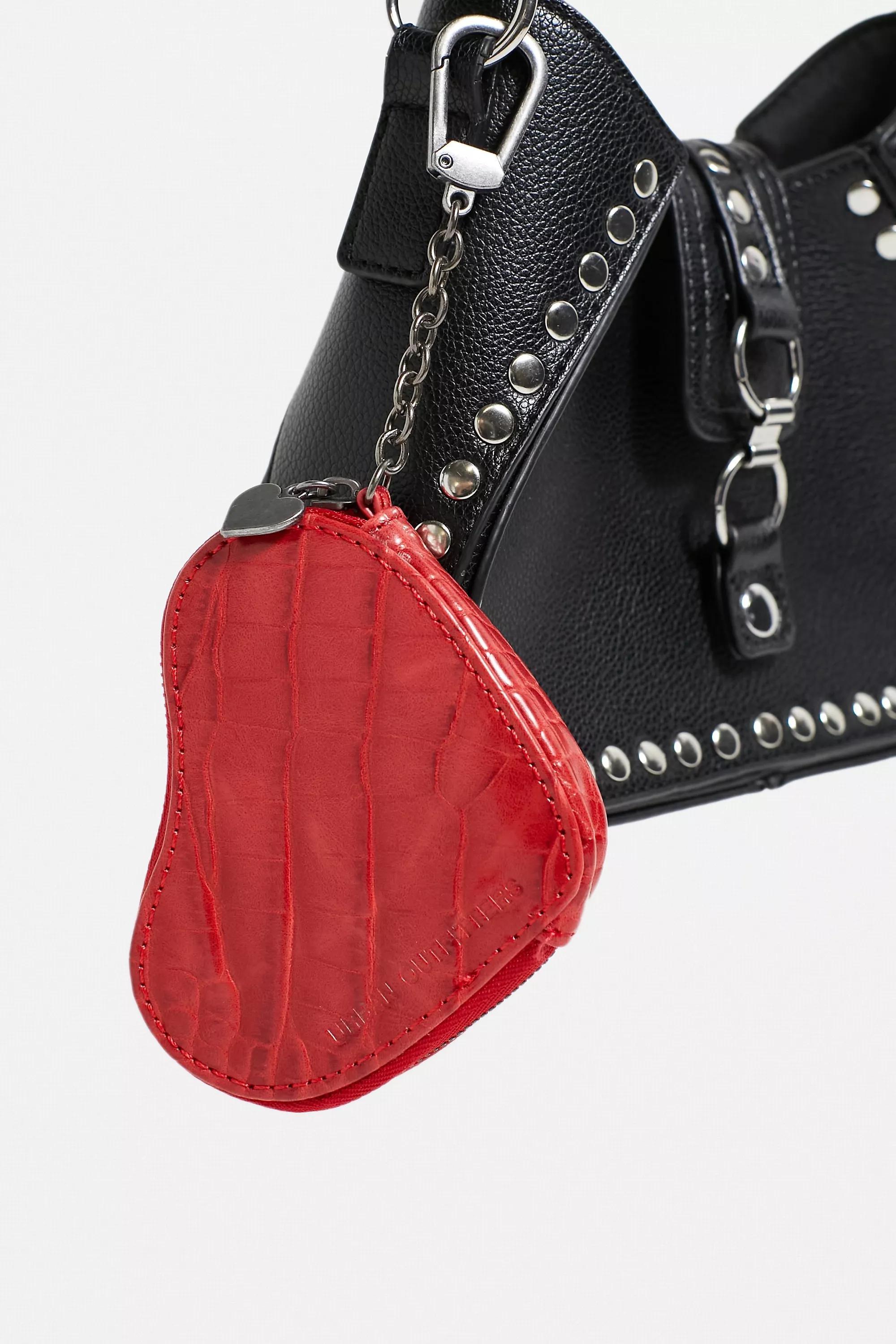 Red Pu Heart Clip On Purse, , large image number 0