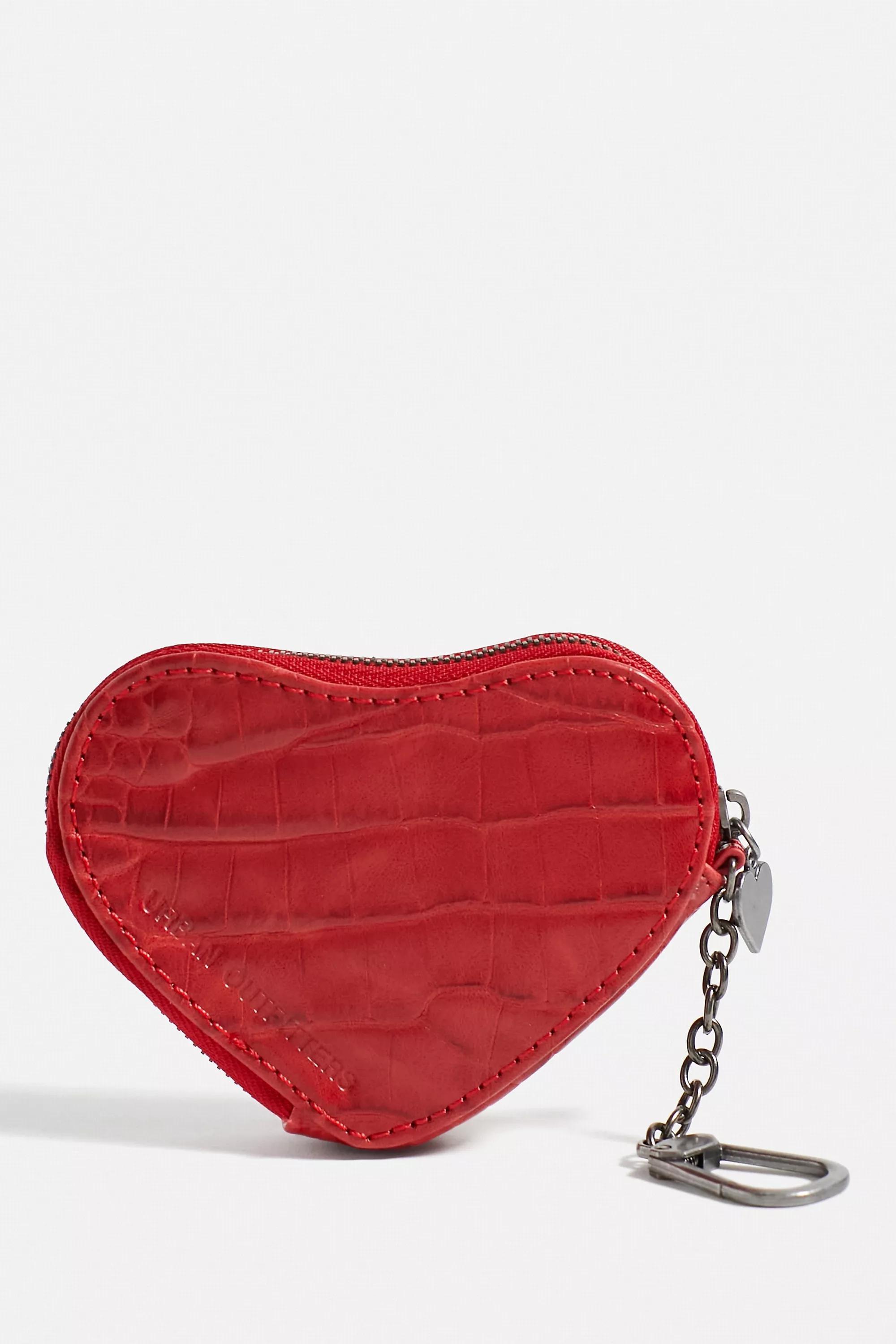 Red Pu Heart Clip On Purse, , large image number 1