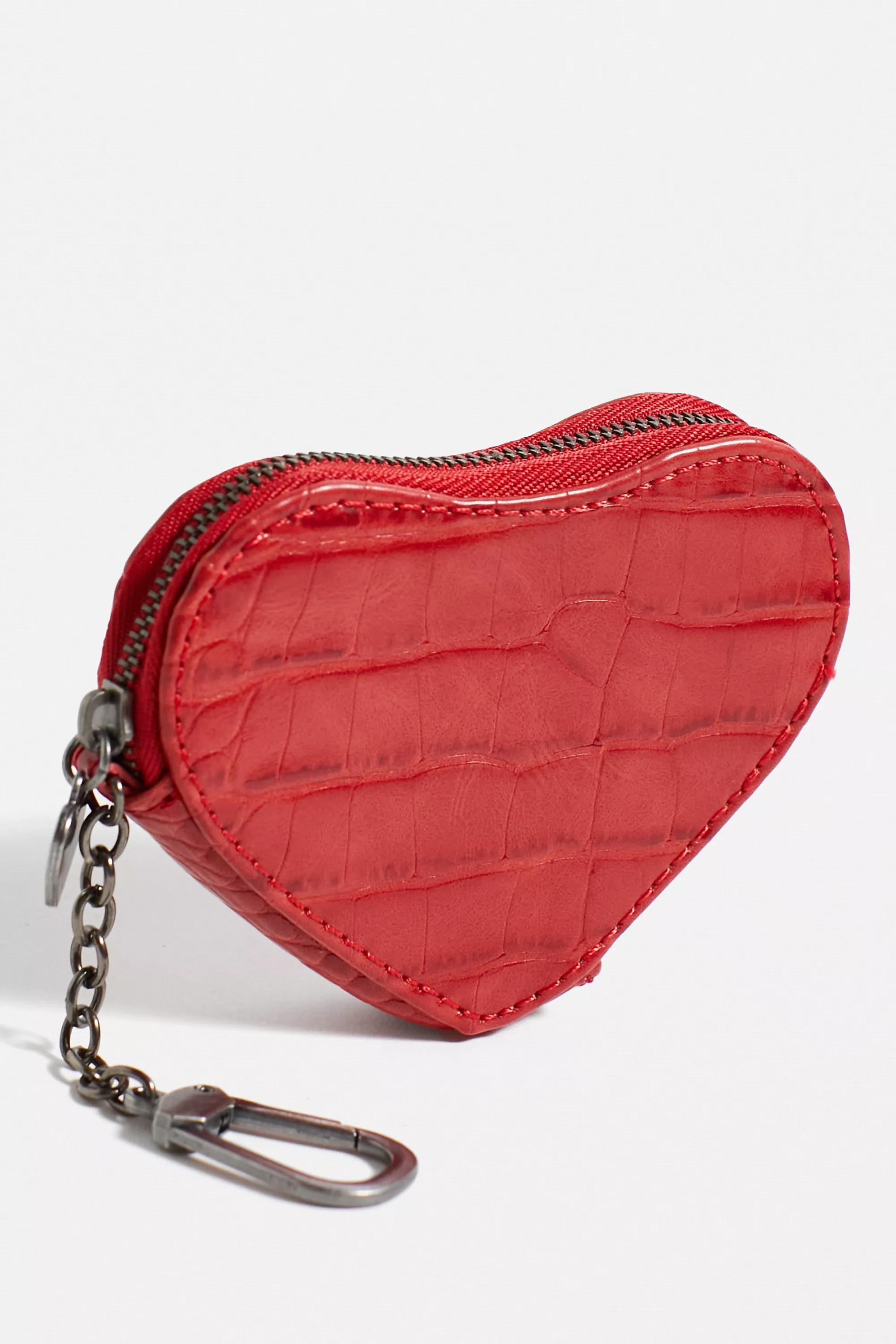 Red Pu Heart Clip On Purse, , large image number 3