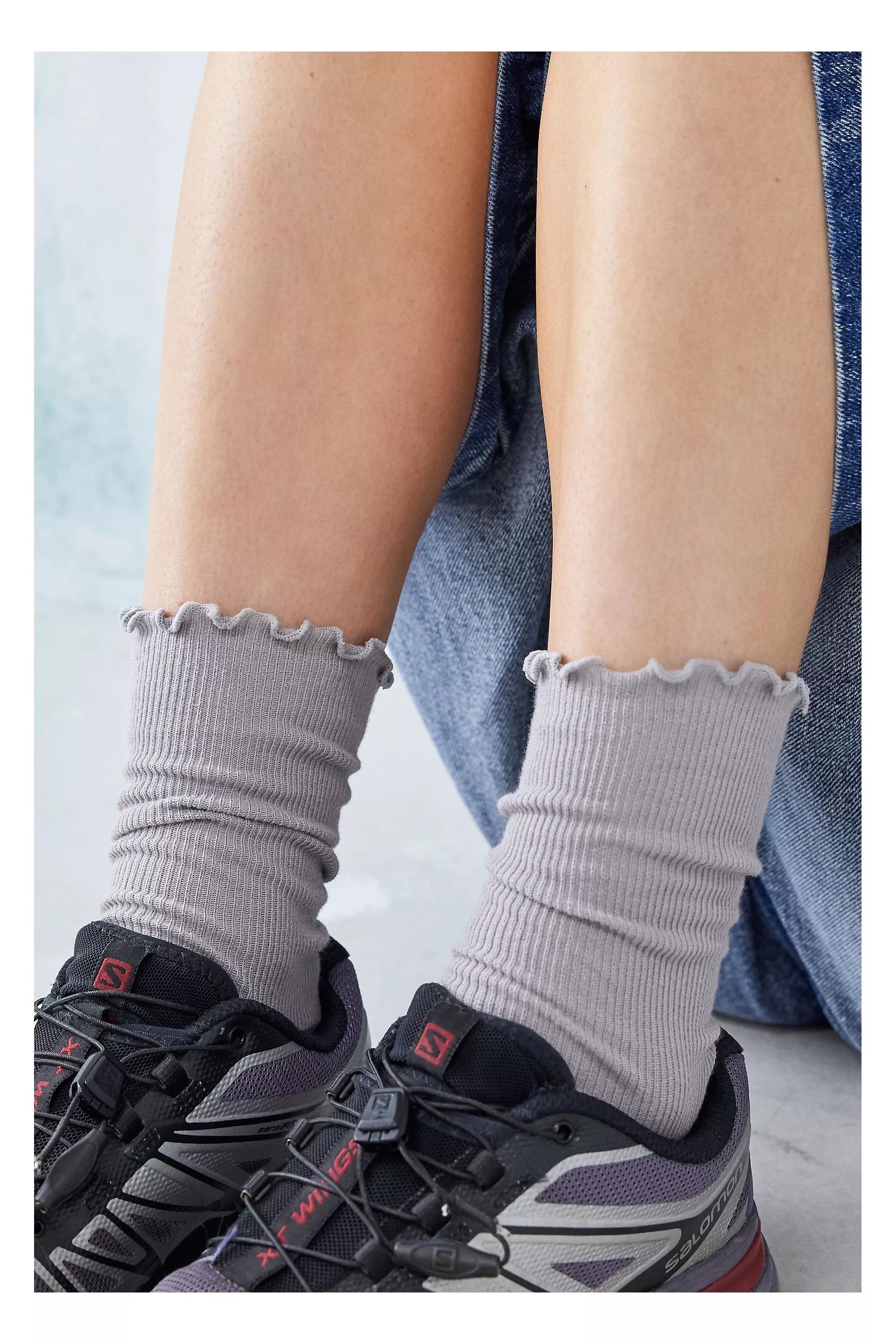 Grey Out From Under Lettuce-Edge Socks, , large image number 0