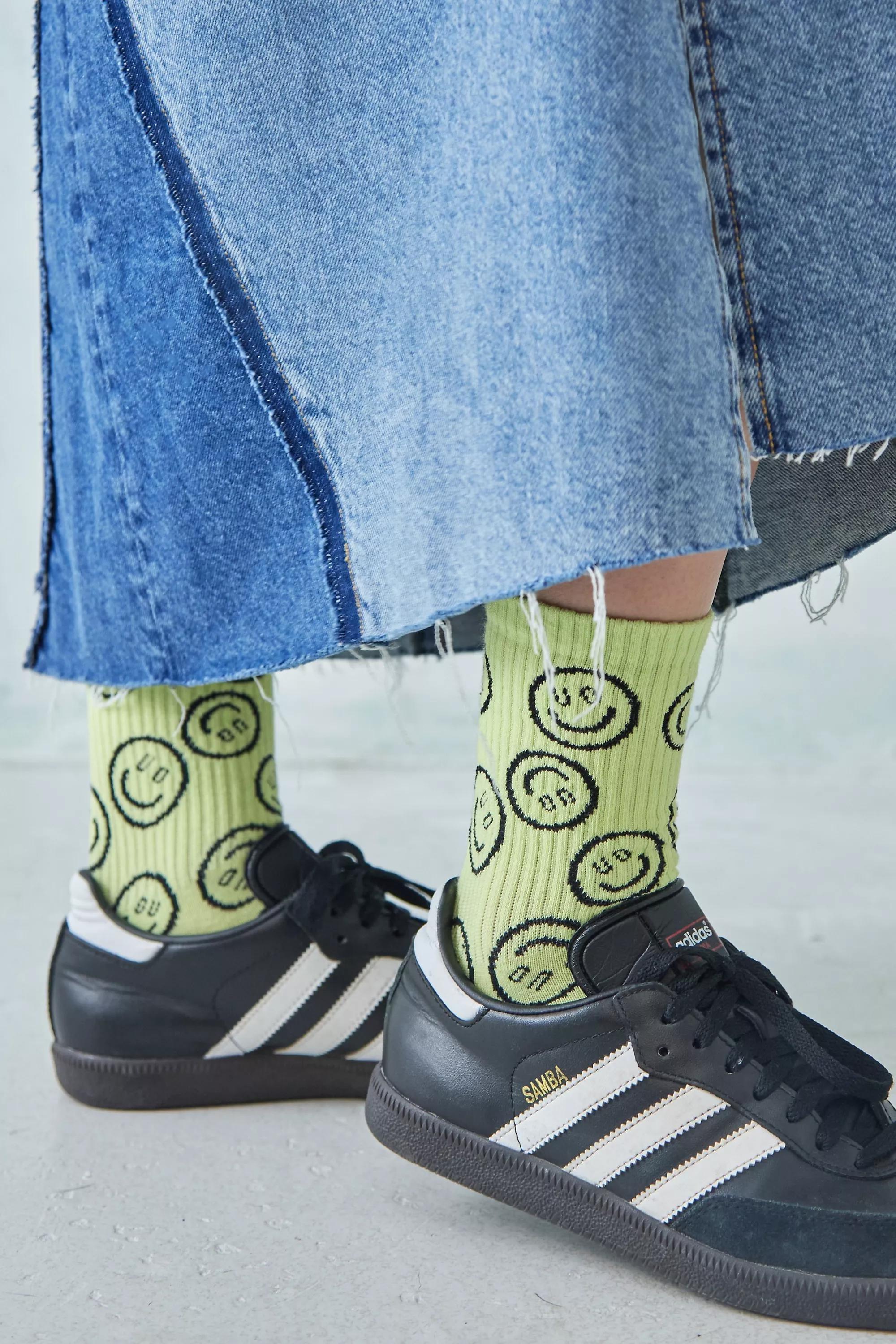 Green Out From Under Face Logo Socks, , large image number 1