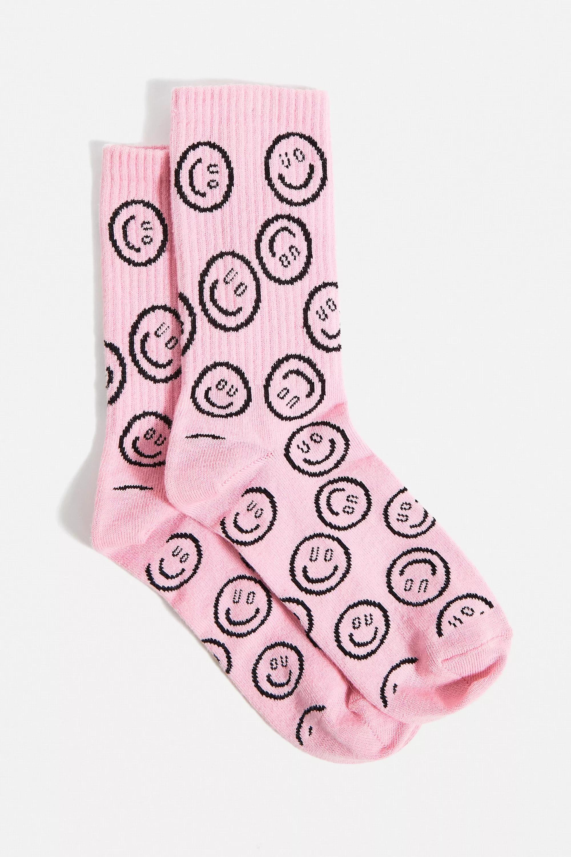 Pink Smiley Face Logo Socks, , large image number 0