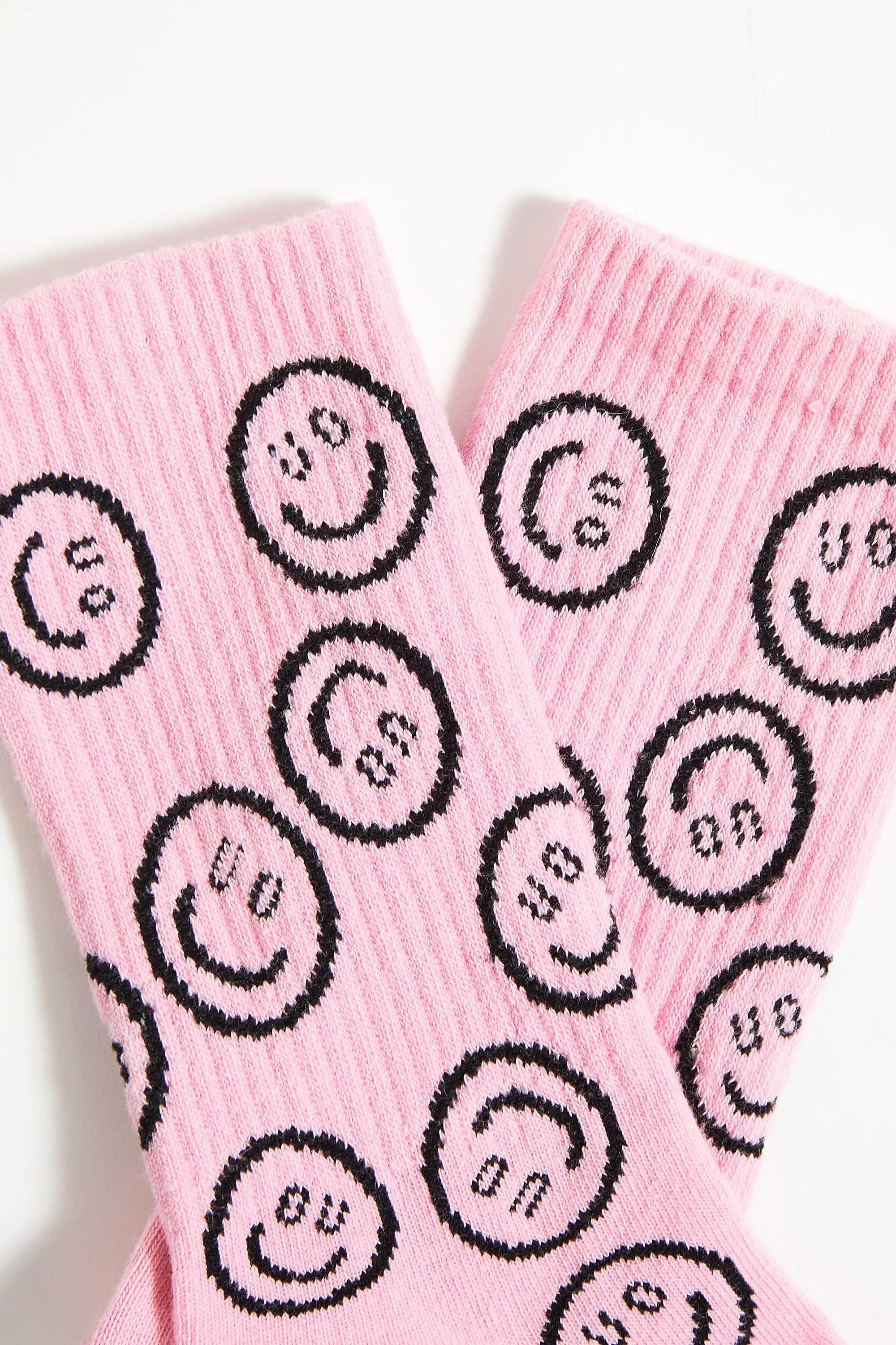 Pink Smiley Face Logo Socks, , large image number 2