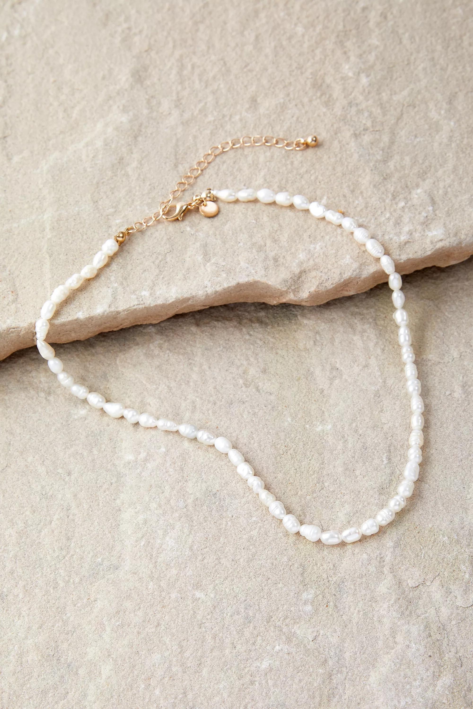 White Pearl Choker Necklace, PEARL, large image number 0