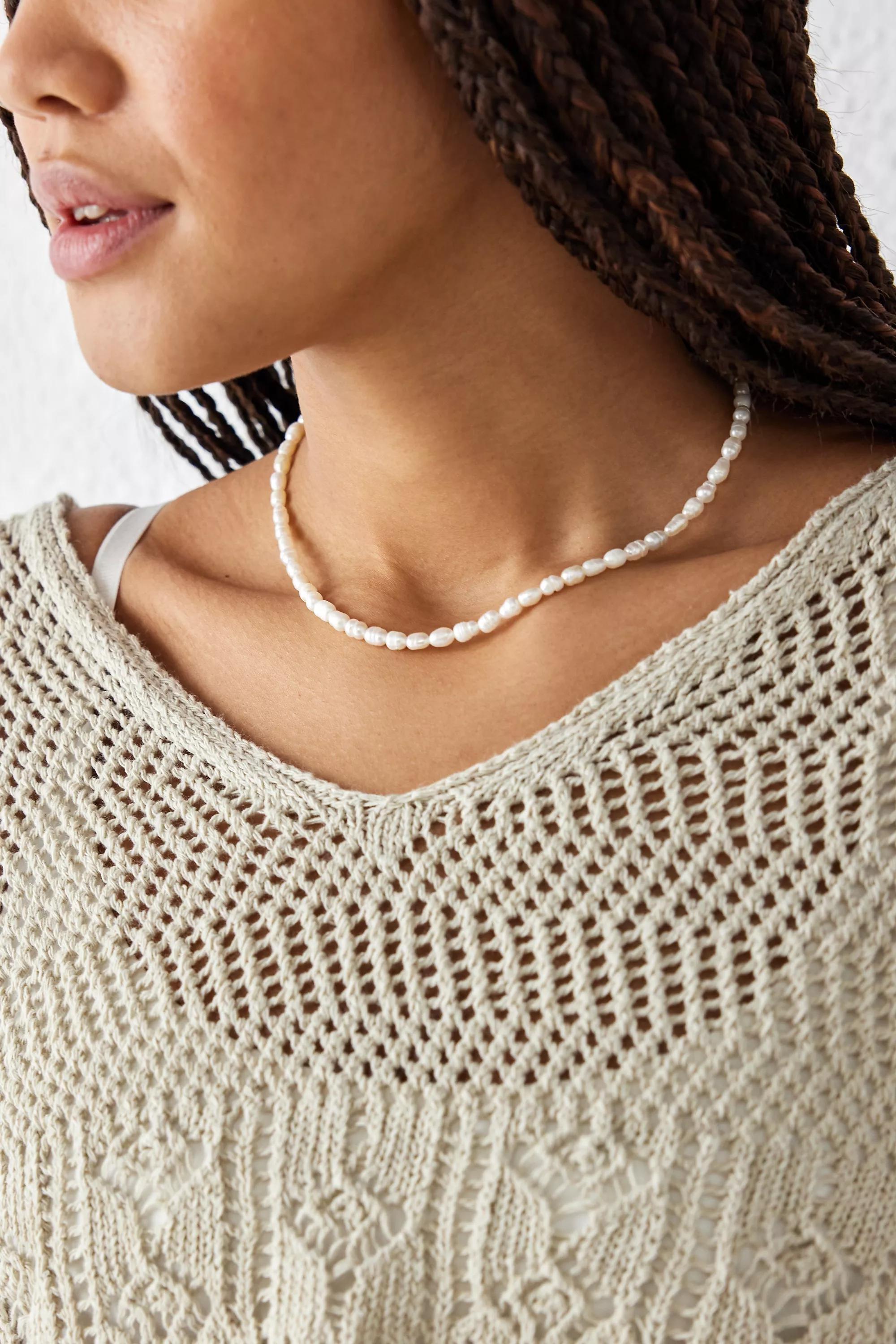 White Pearl Choker Necklace, PEARL, large image number 1