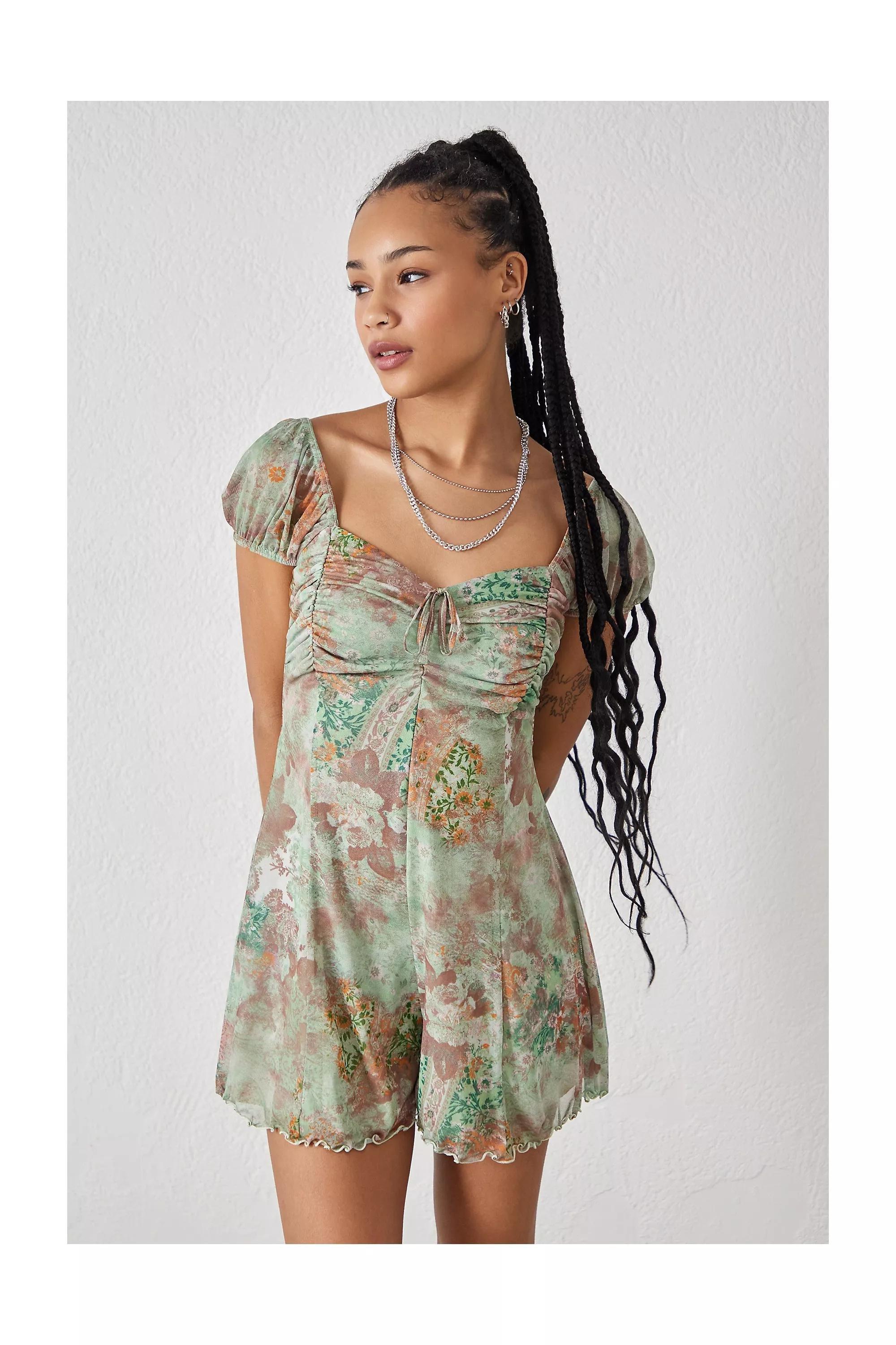 Urban Outfitters - Green Erika Mesh Playsuit