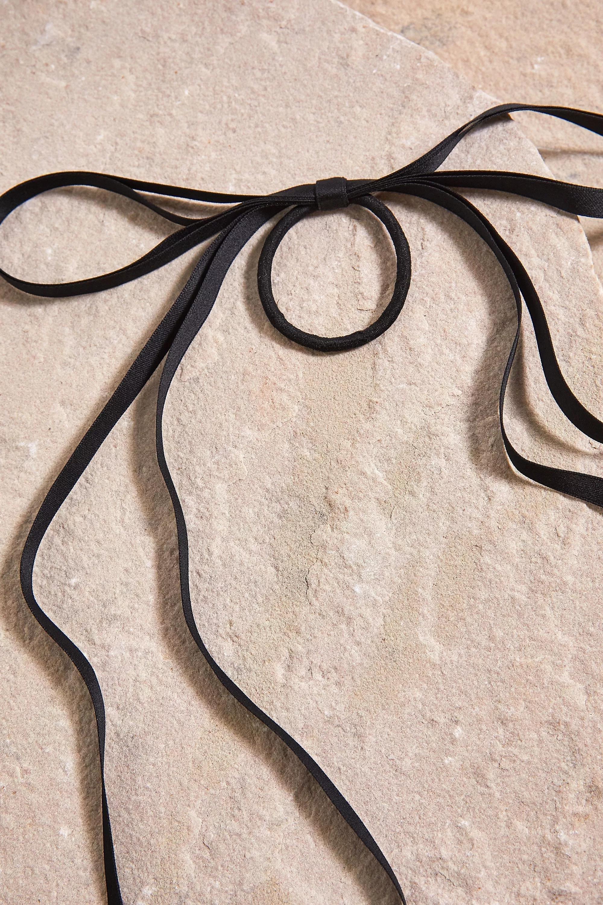Black Skinny Ribbon Bow Hair Hand, , large image number 1
