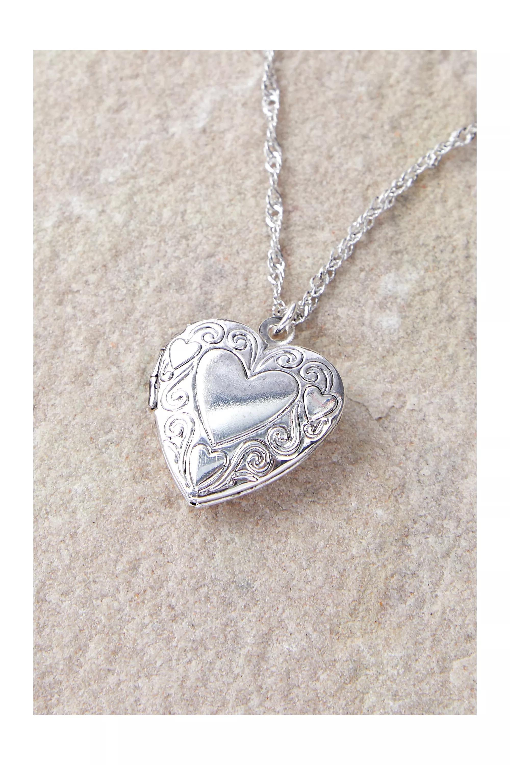 Silver Heart Locket Necklace, SLVR, large image number 0