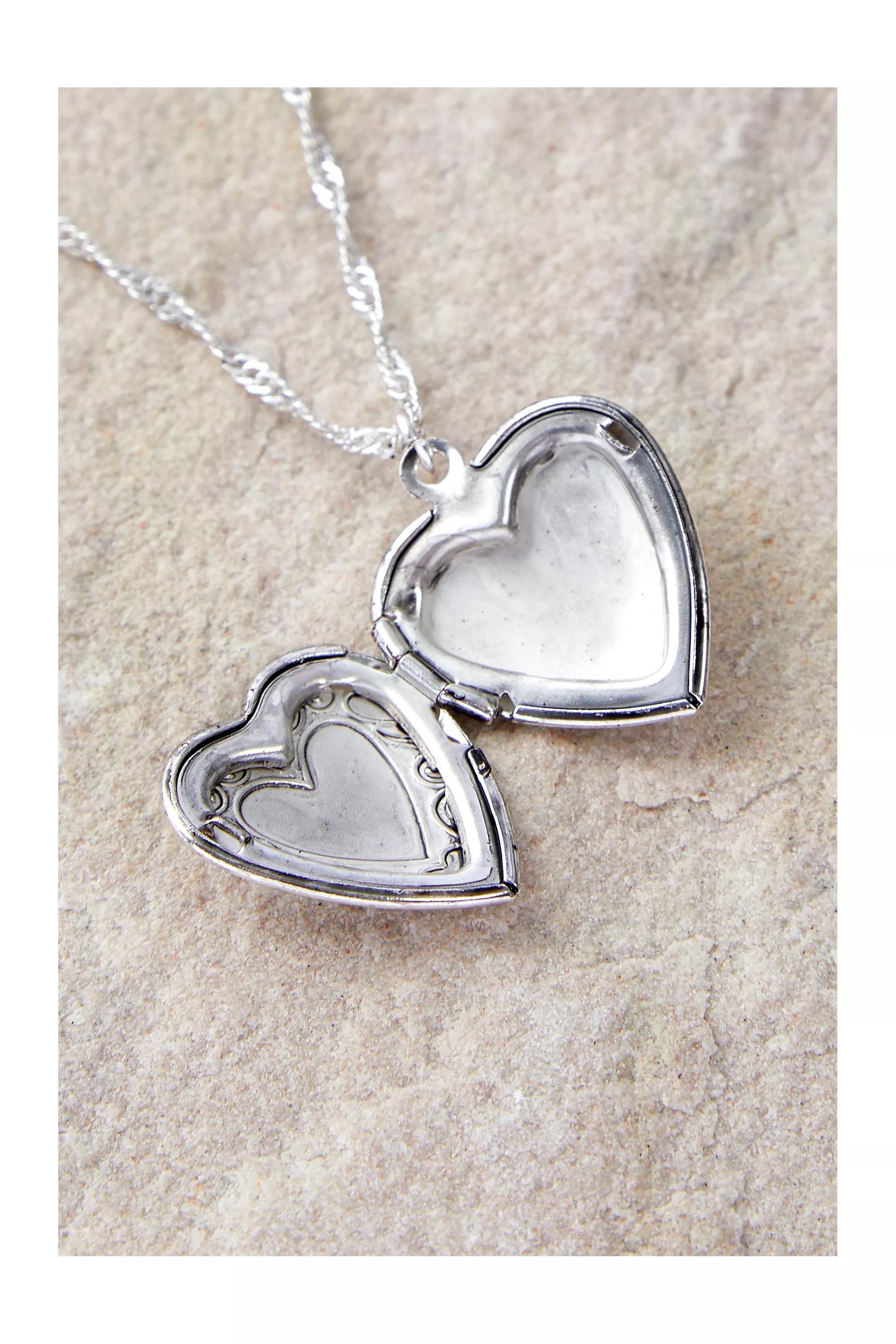 Silver Heart Locket Necklace, SLVR, large image number 2