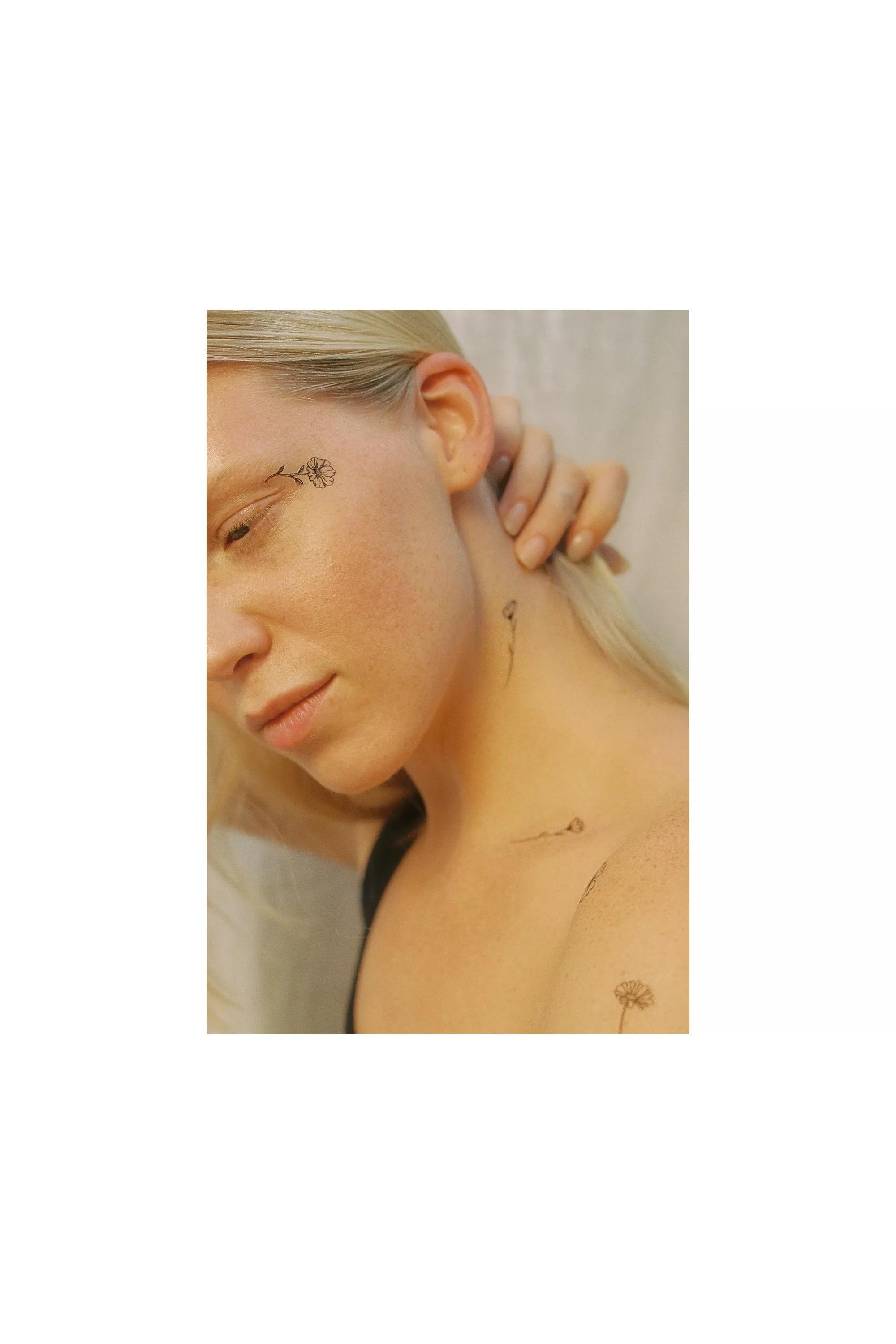Black Inked Blooming Pack Temporary Tattoos, , large image number 2