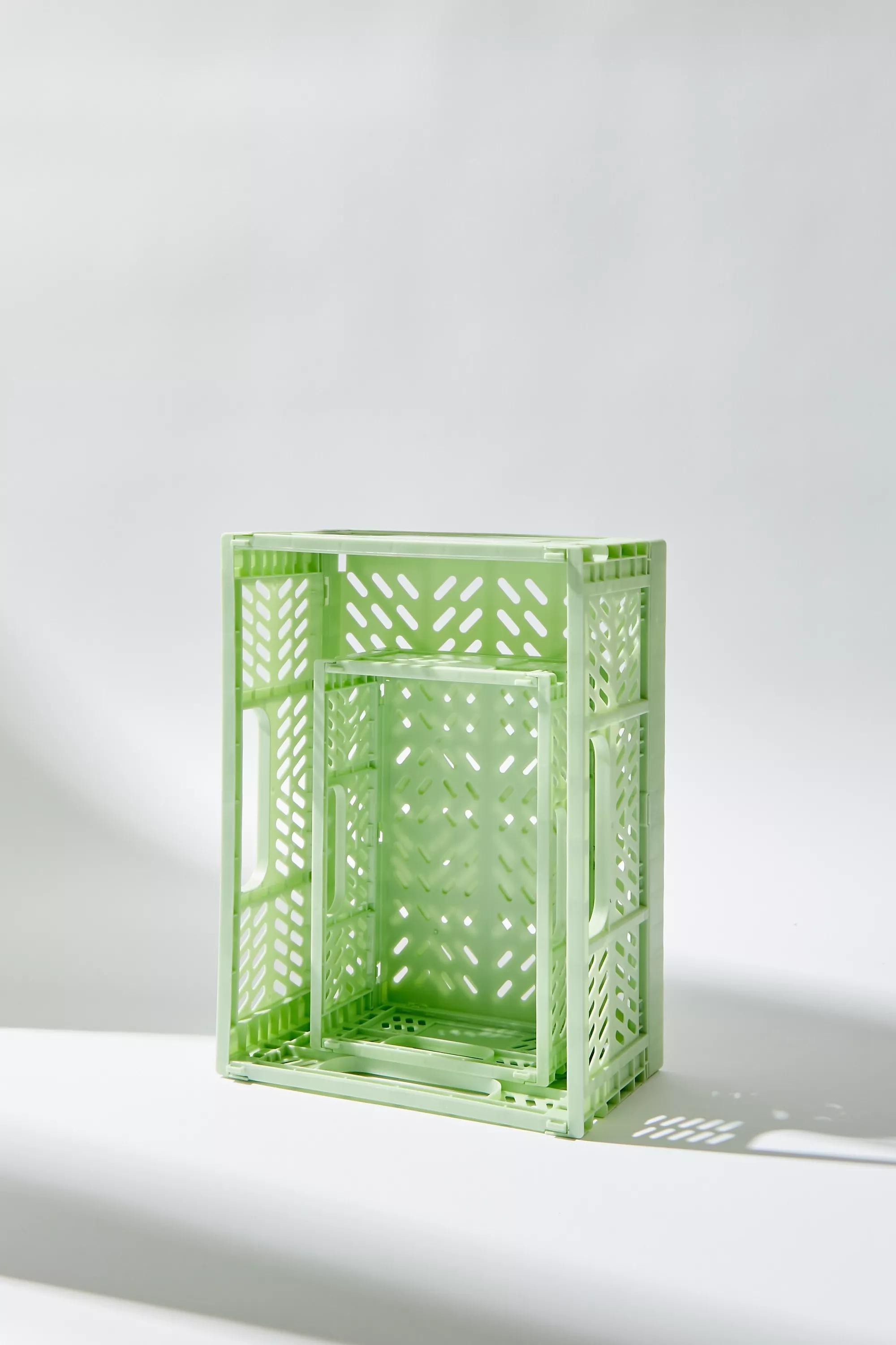 Green Felix Sage Small Folding Storage Crate, D GREEN, large image number 1