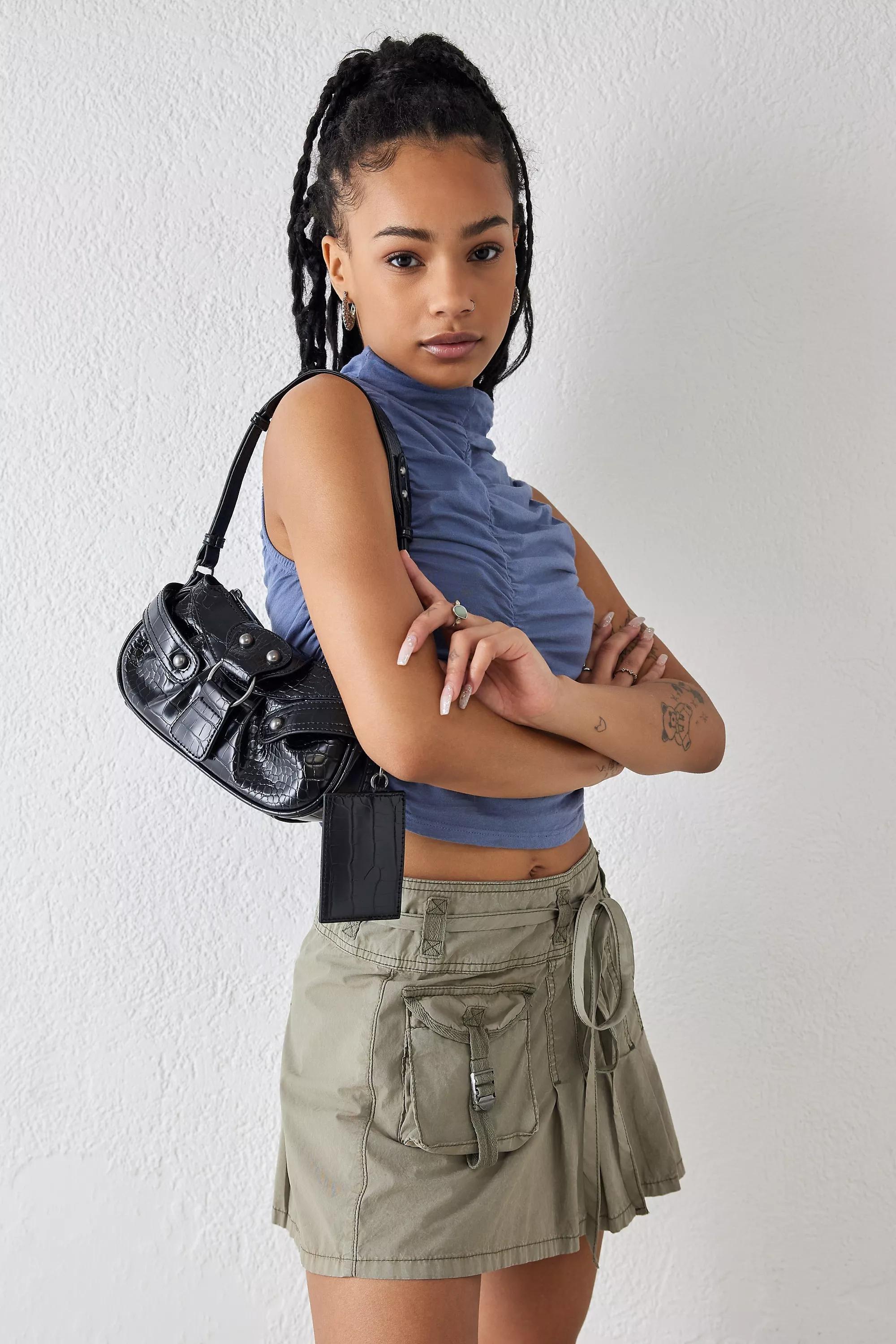 Black Mini Y2K Biker Shoulder Bag, , large image number 0