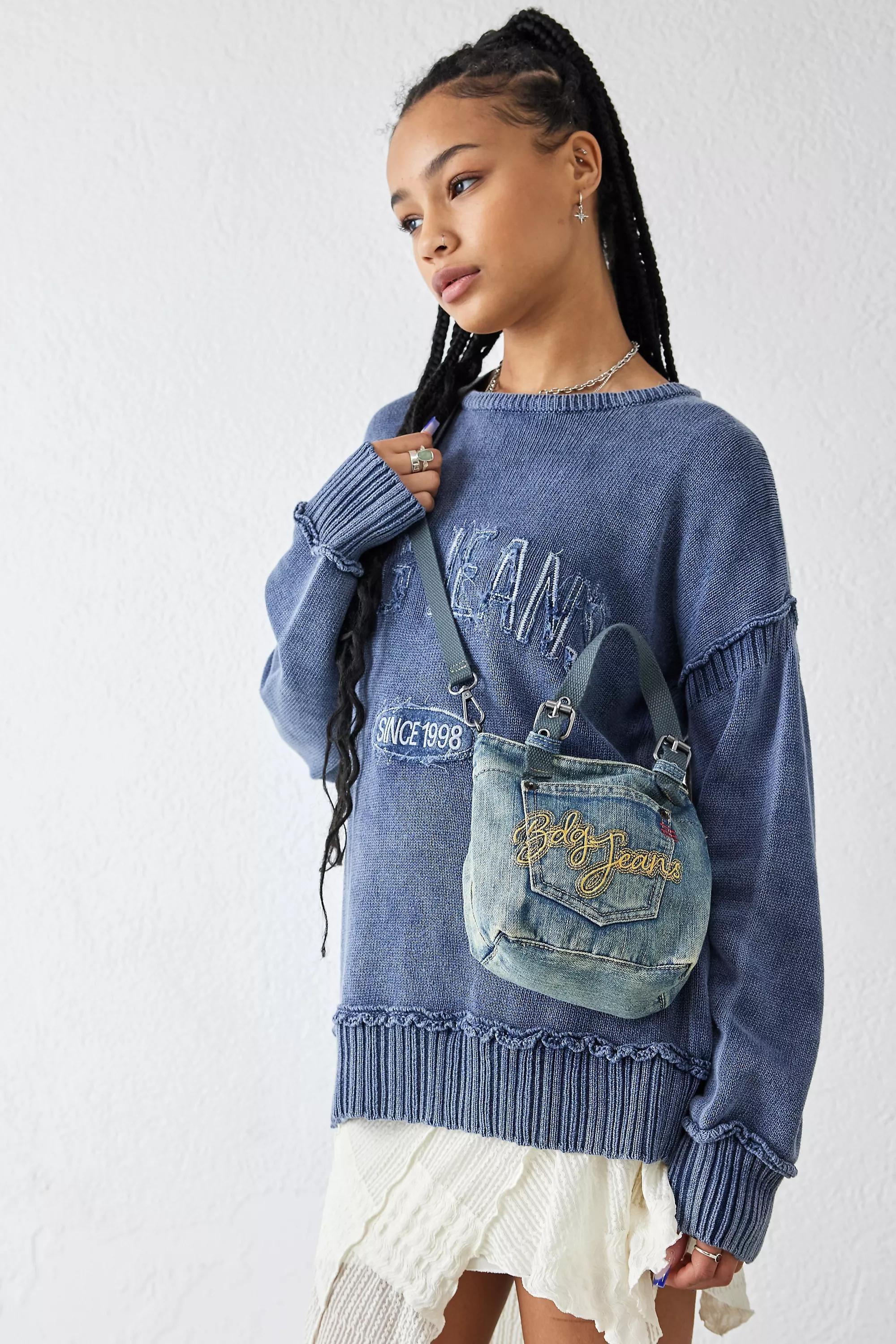 Blue Y2K Denim Mini Tote Bag, , large image number 5