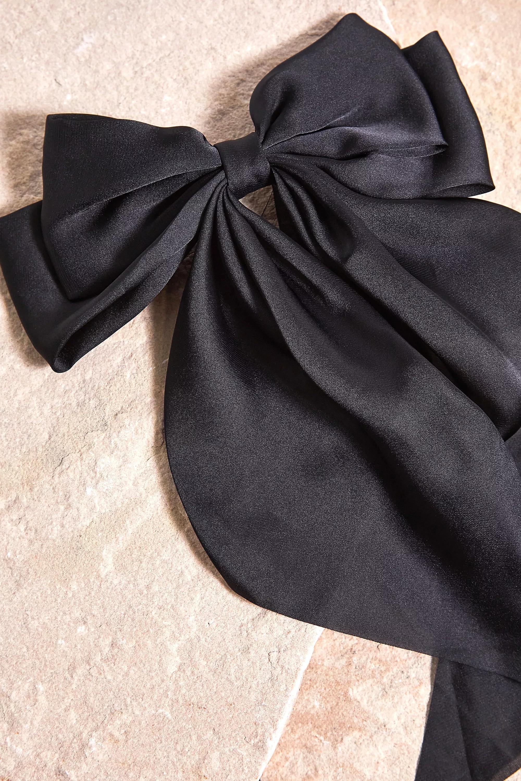 Black Oversized Bow Hair Clip, BLK, large image number 1