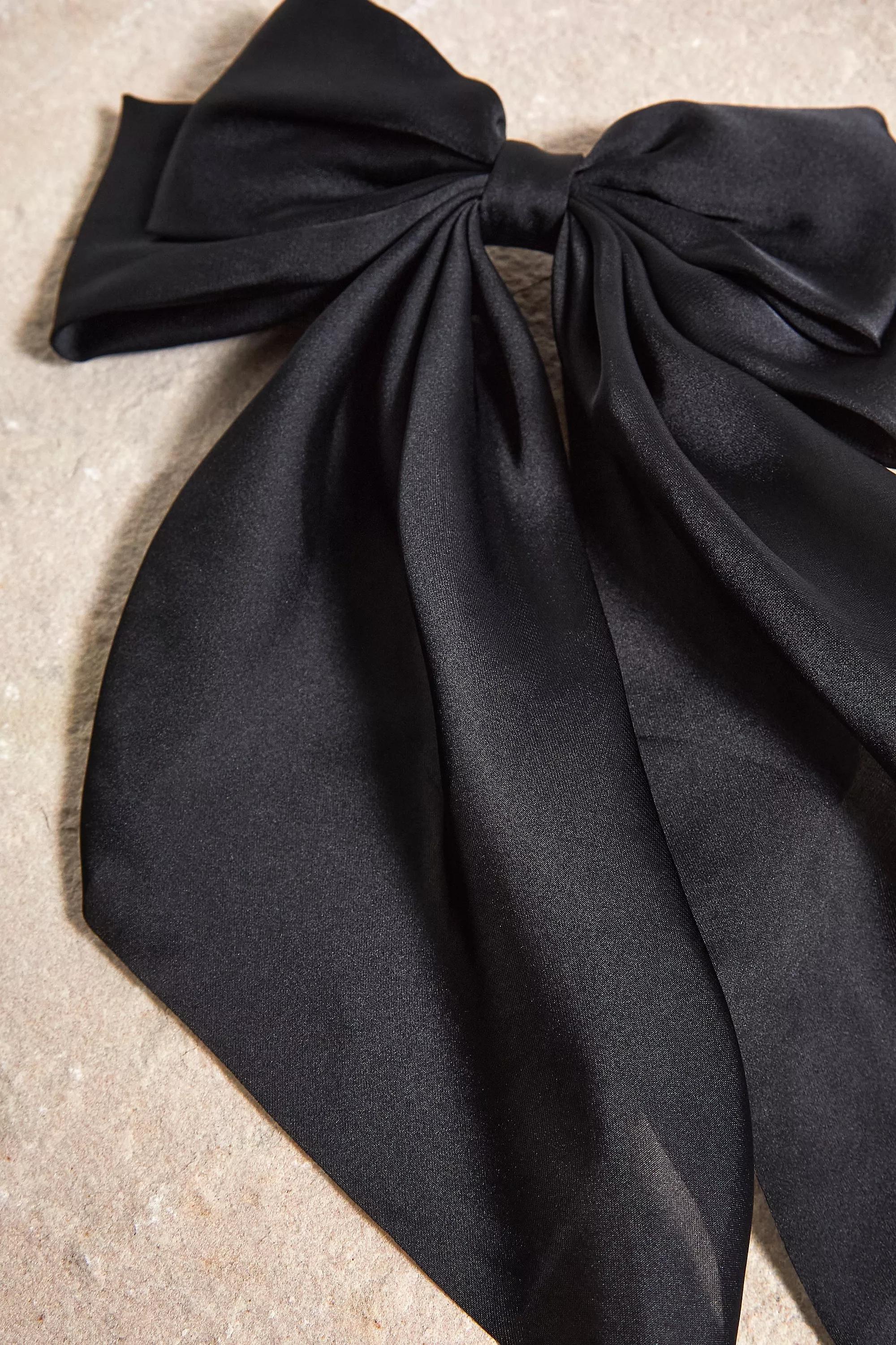 Black Oversized Bow Hair Clip, BLK, large image number 2