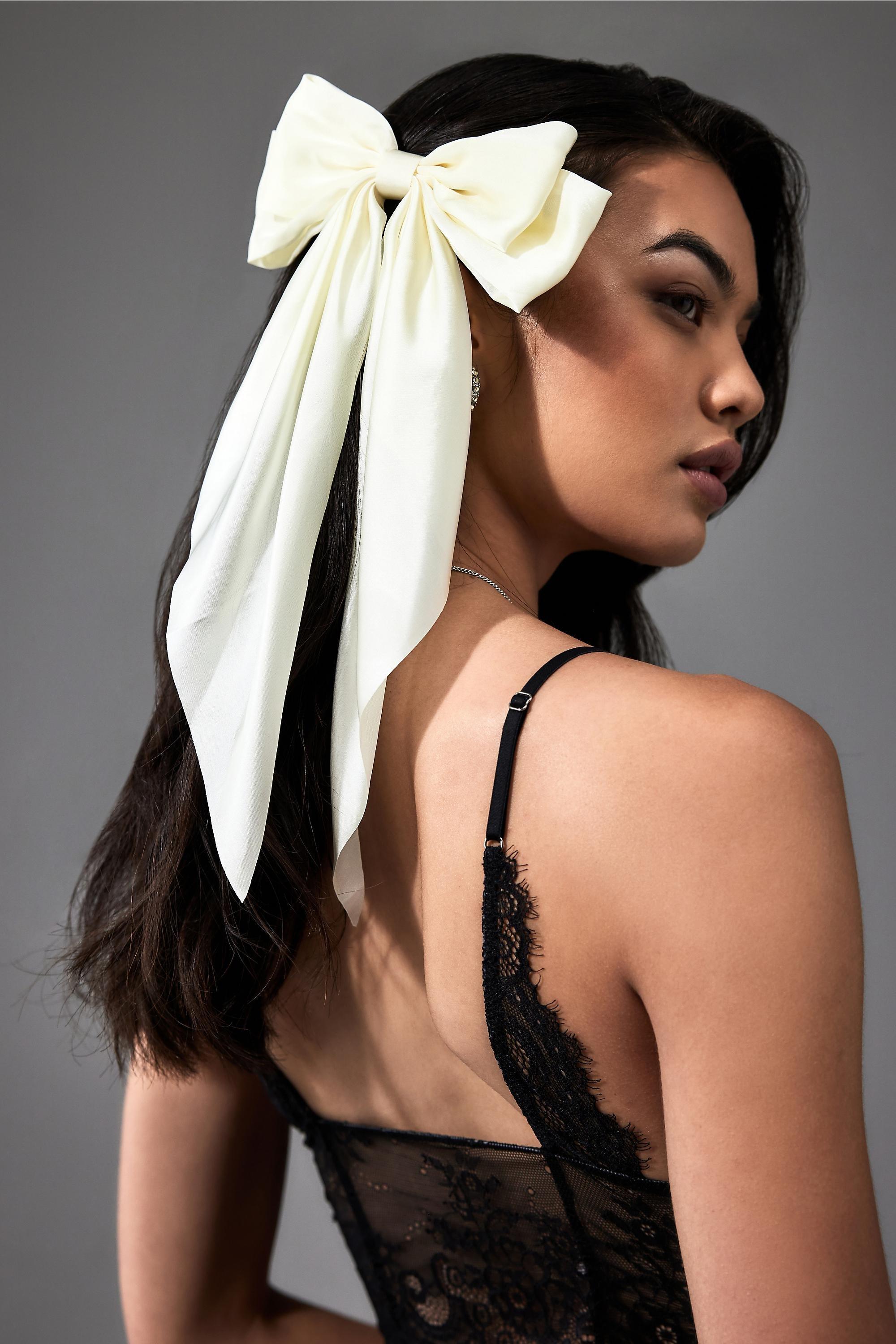 Cream Oversized Bow Hair Clip, CREME, large image number 0