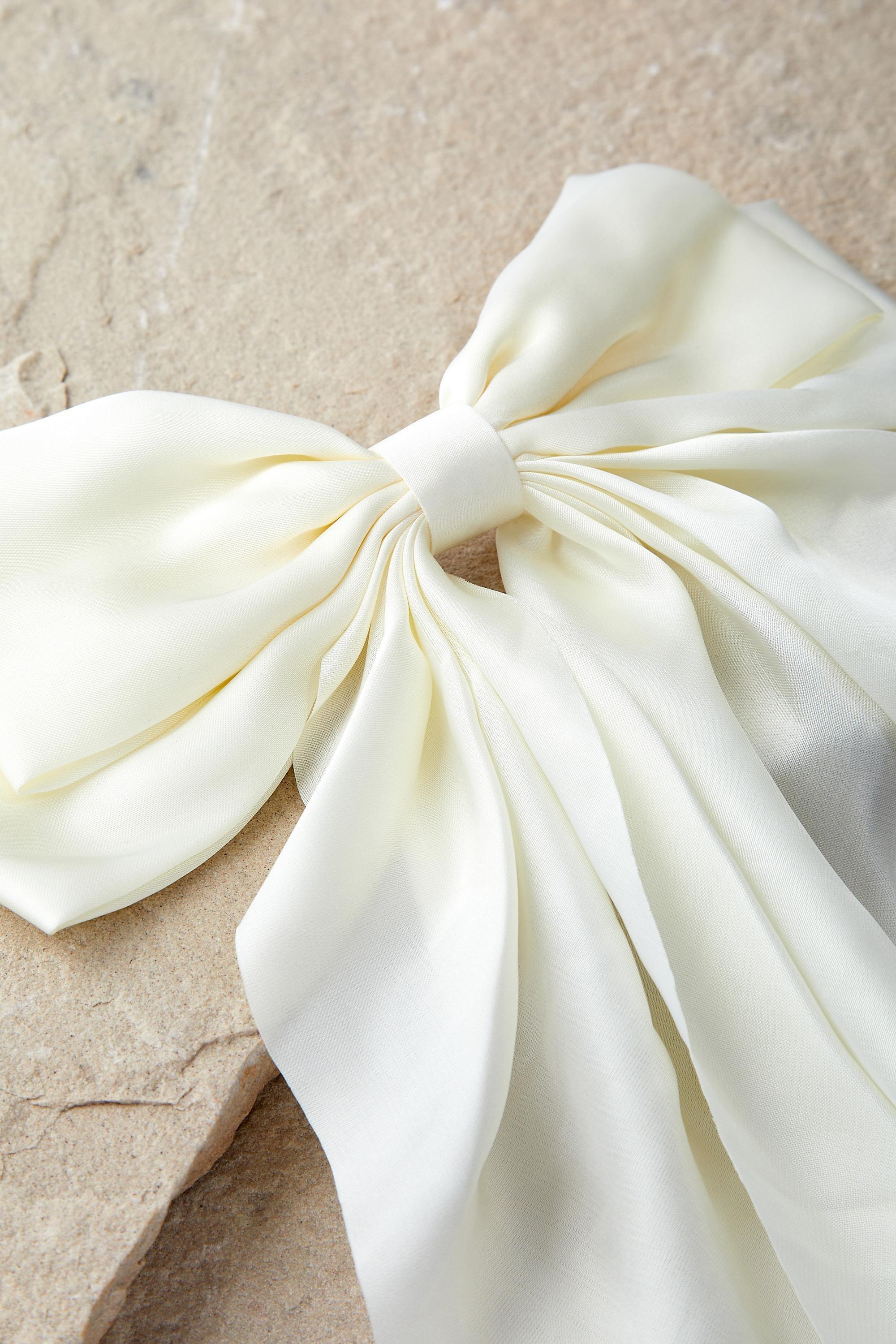 Cream Oversized Bow Hair Clip, CREME, large image number 2