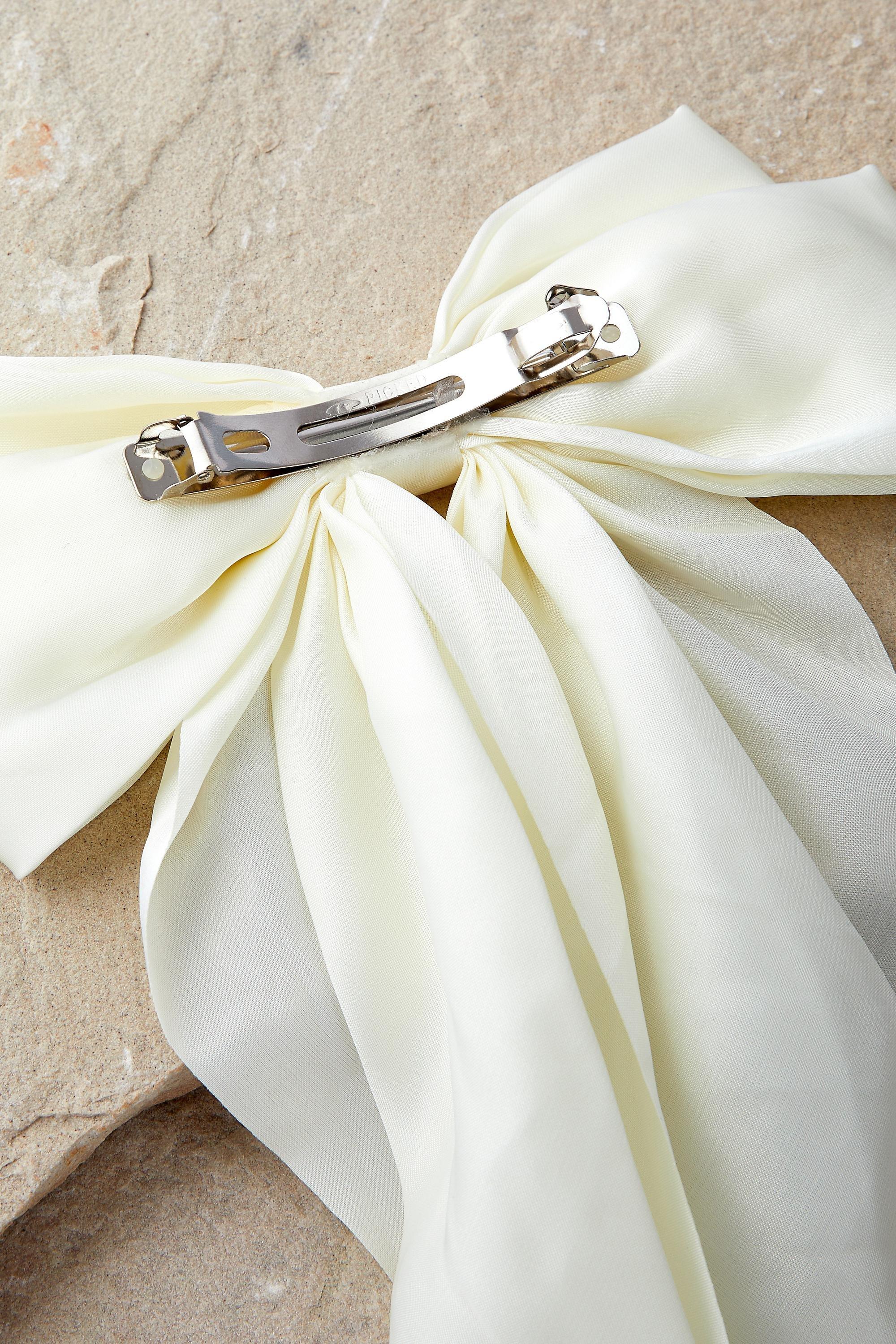Cream Oversized Bow Hair Clip, CREME, large image number 3