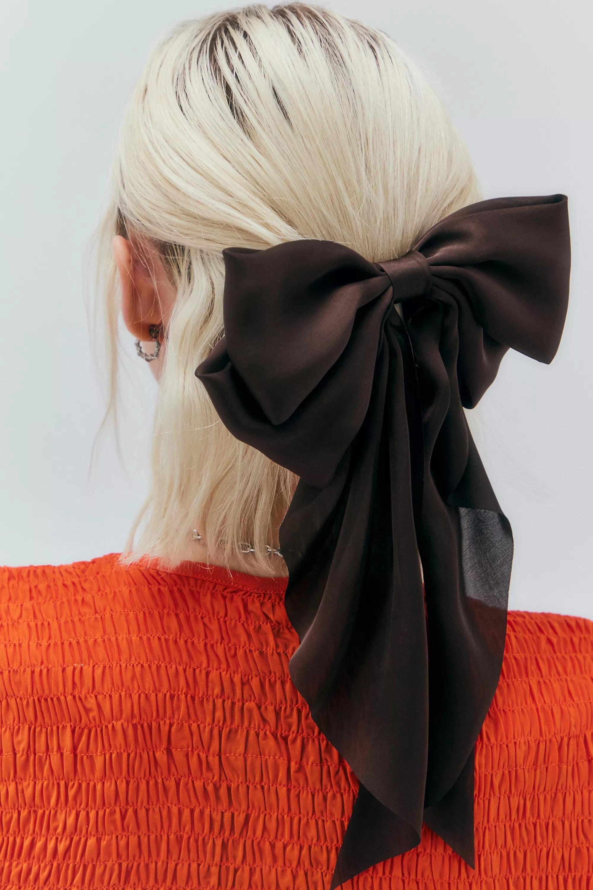 Brown Oversized Bow Hair Clip, CHOC, large image number 0