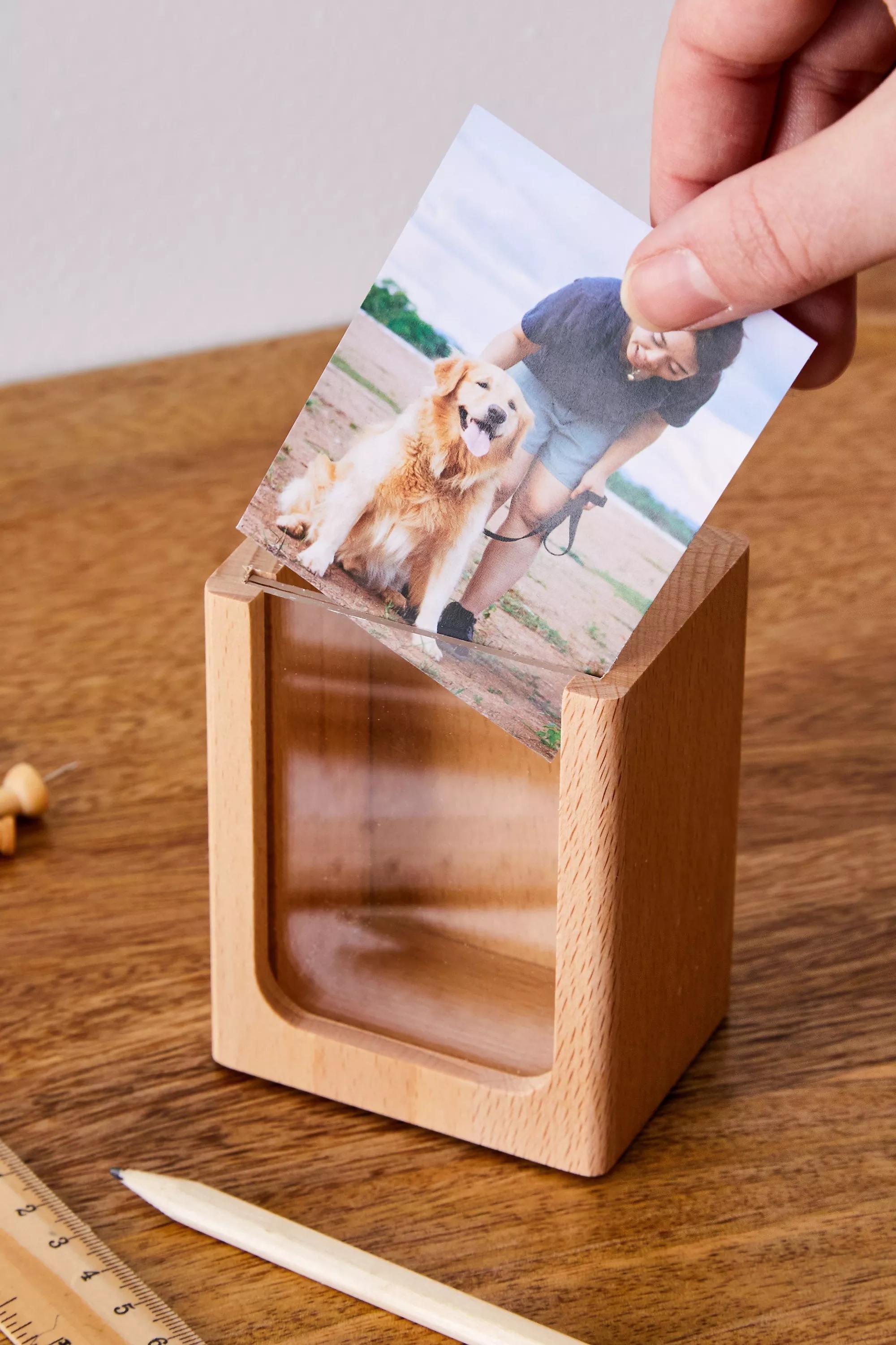 Brown Wooden Picture Frame Pen Pot, , large image number 1
