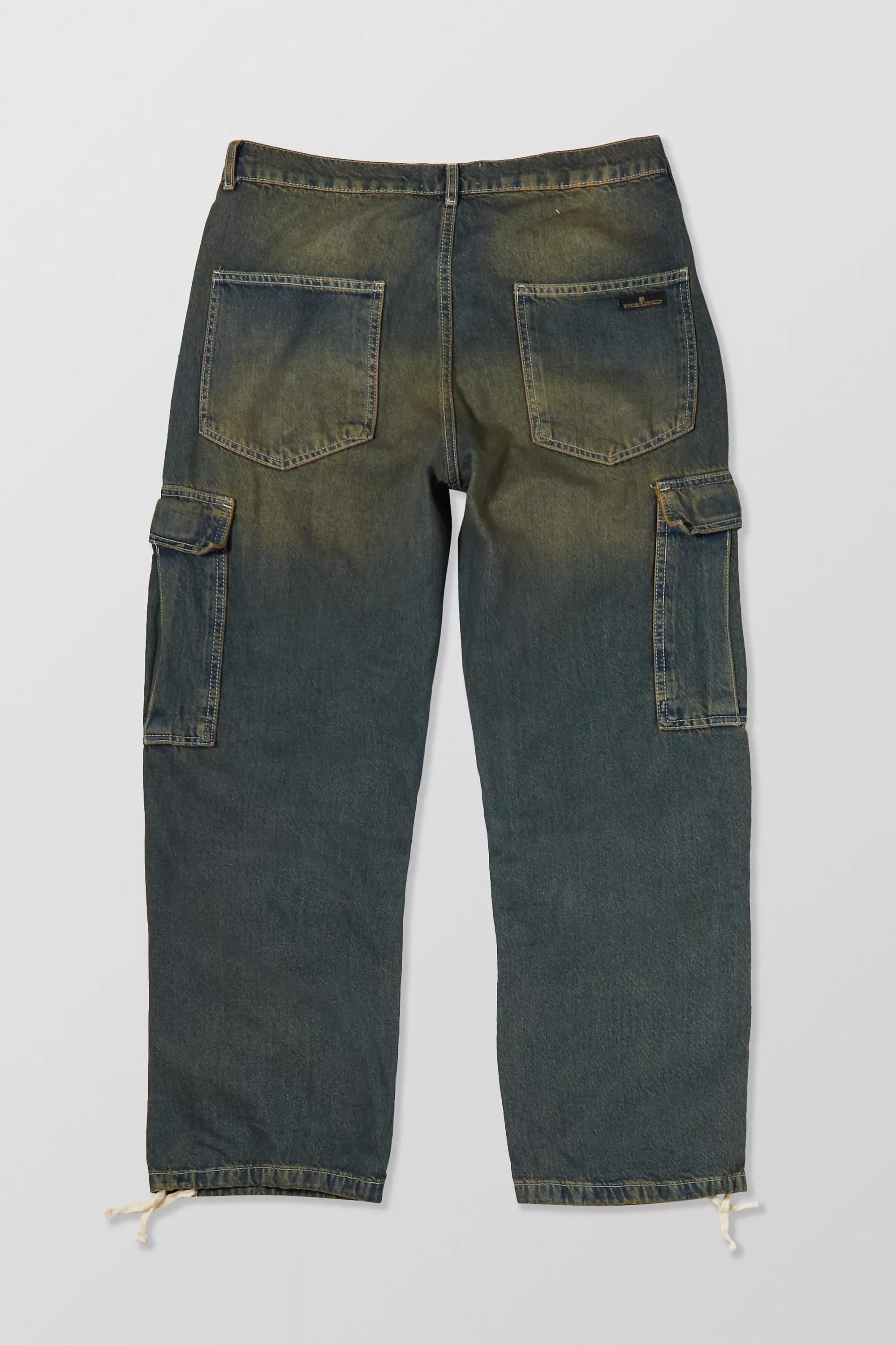Blue Bdg Fixed Waist Stone Wash Denim Cargo Jeans, , large image number 5