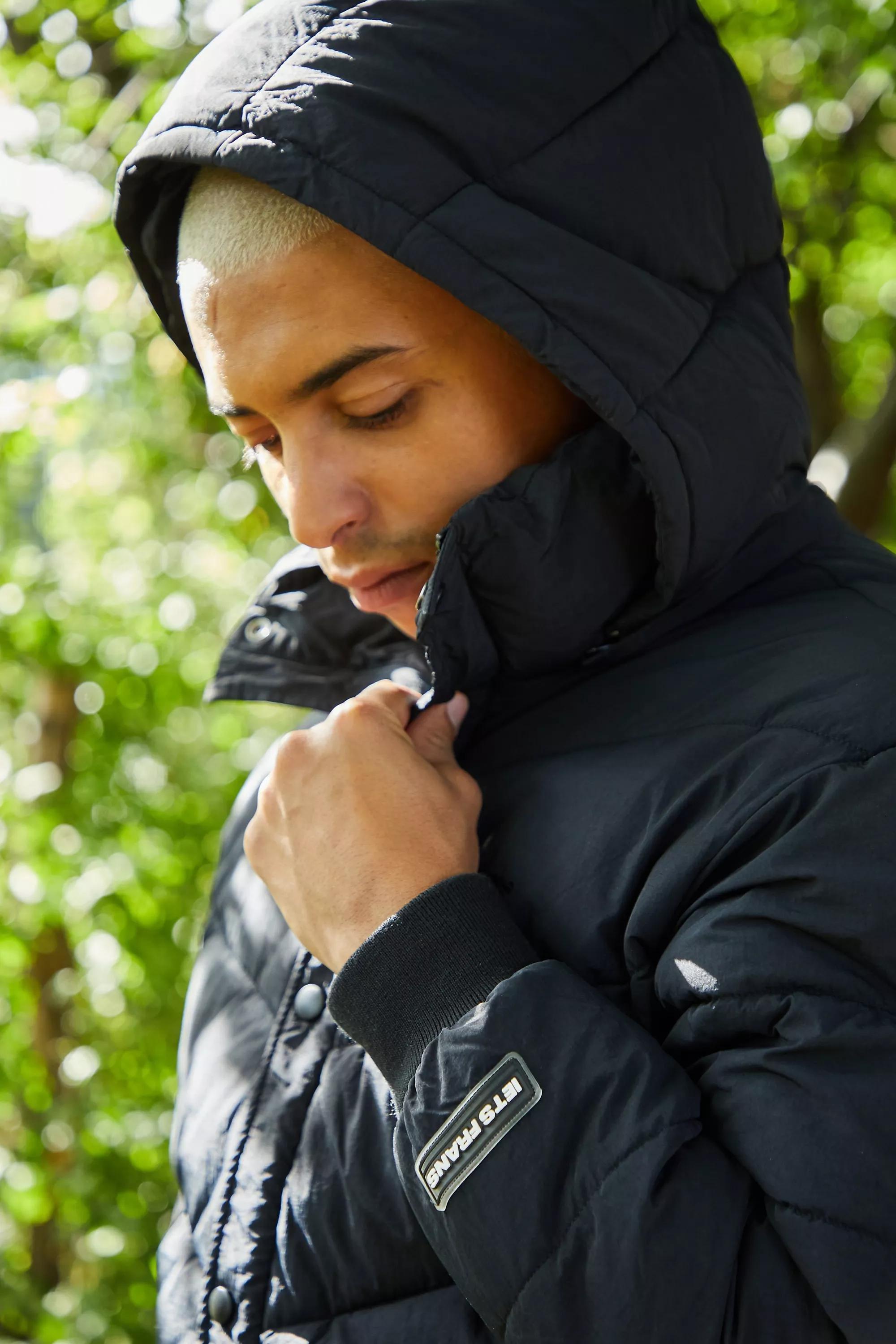 iets frans HOODED PUFFER JACKET - Winter jacket - black