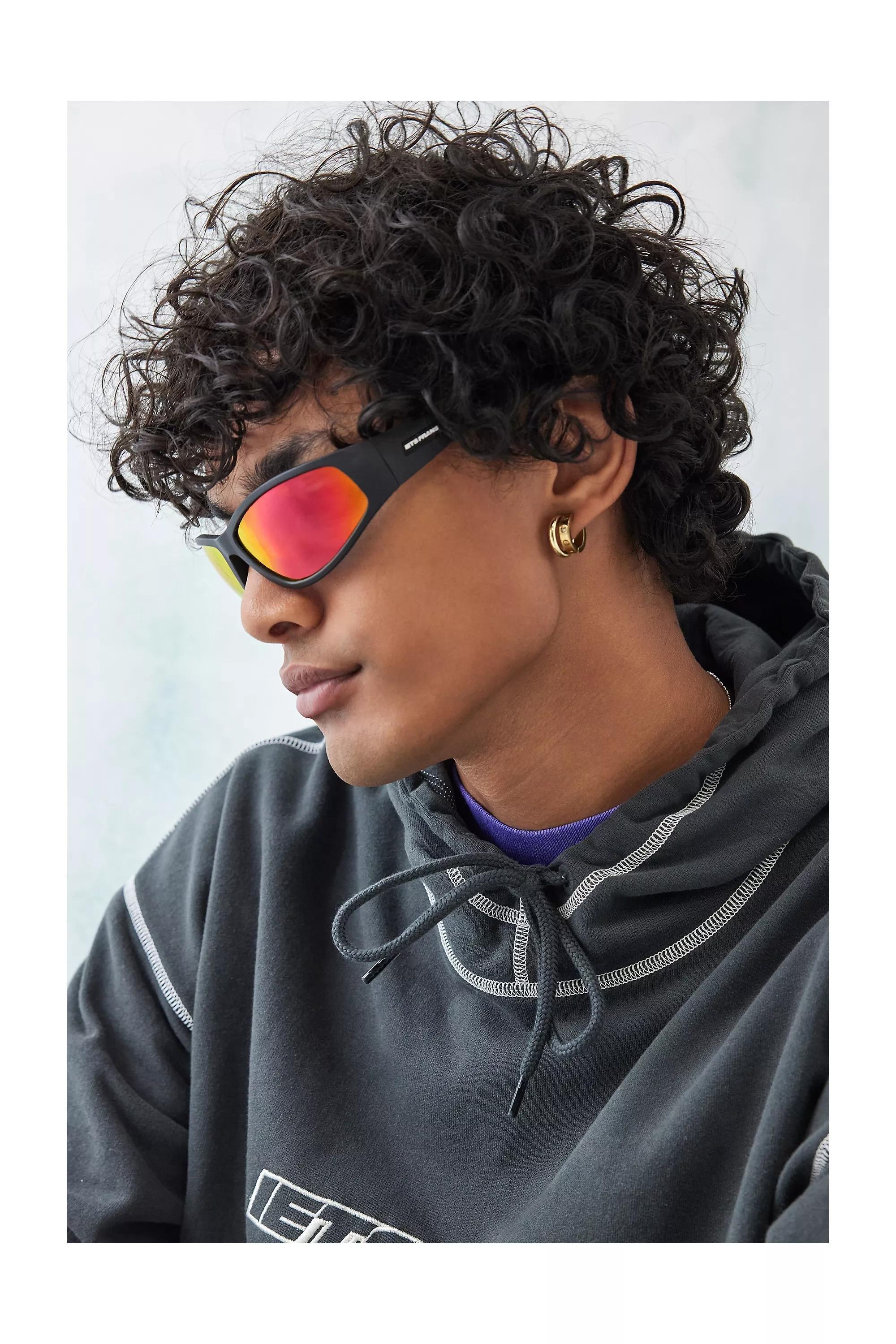 Black Sports Wrap Sunglasses, , large image number 0