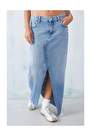 Urban Outfitters - Blue Denim Front Cut-Out Maxi Skirt