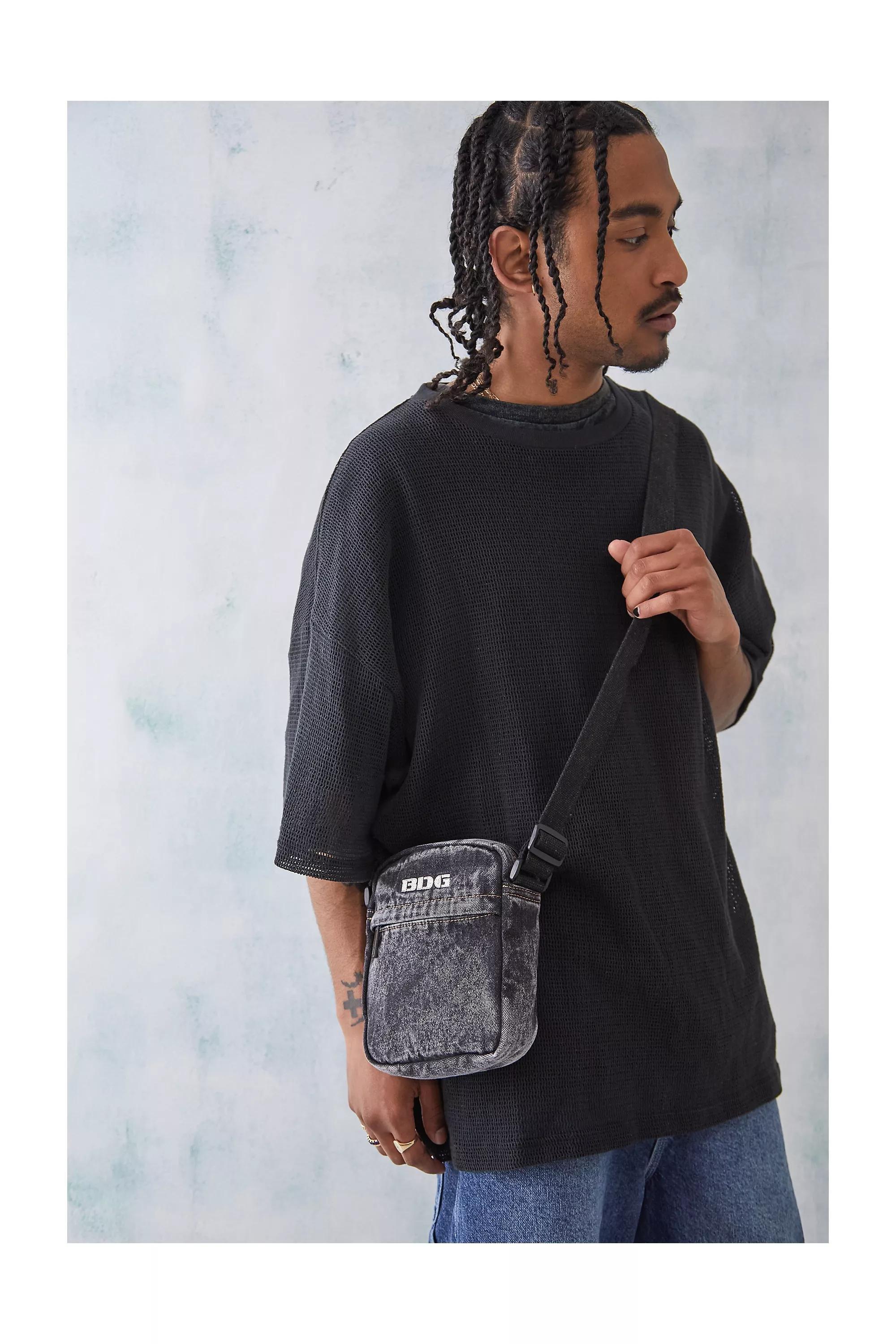 Black Bdg Tinted Denim Crossbody Bag, BLK, large image number 0