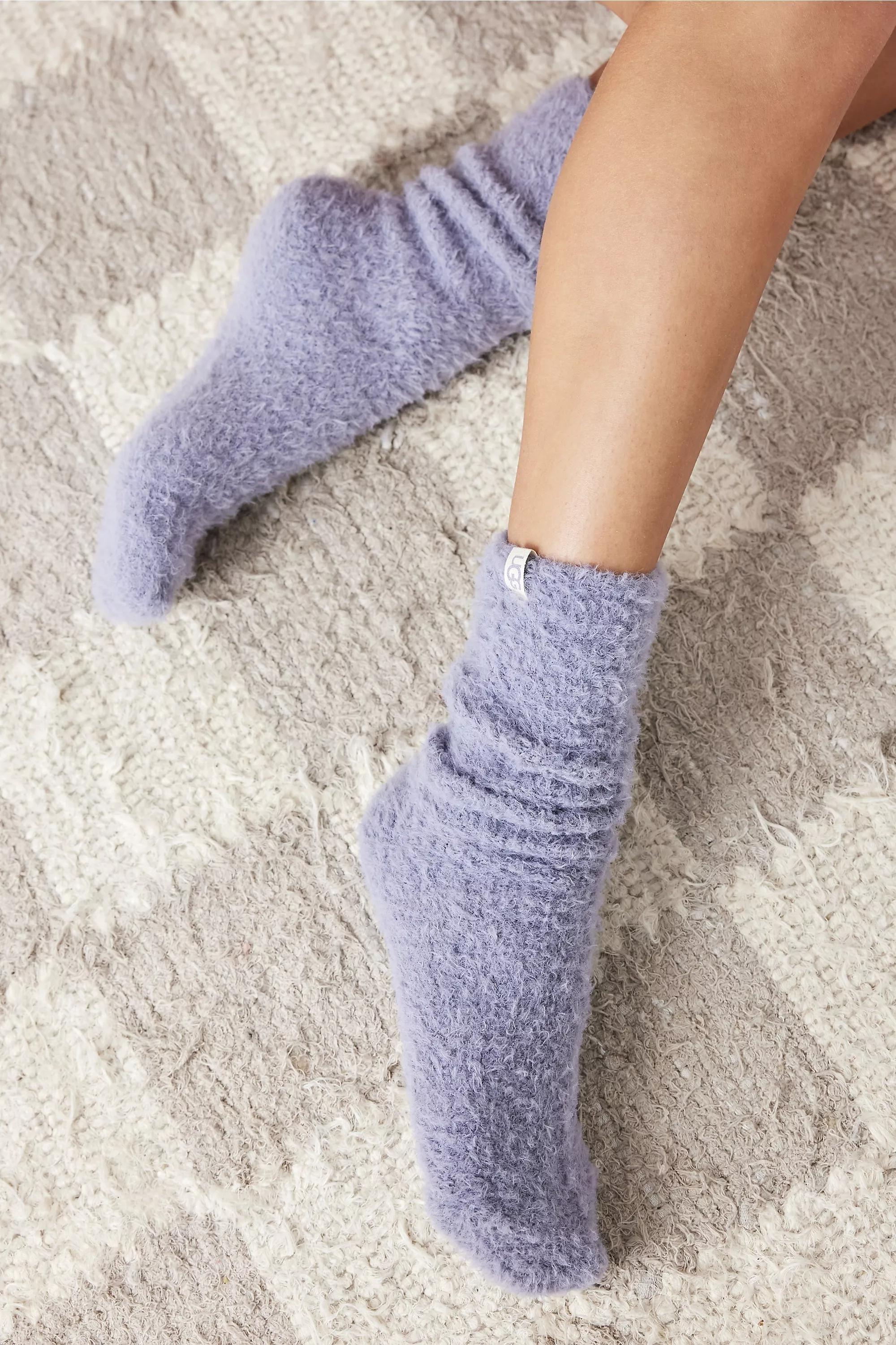 Grey Teddi Cozy Crew Socks, , large image number 0