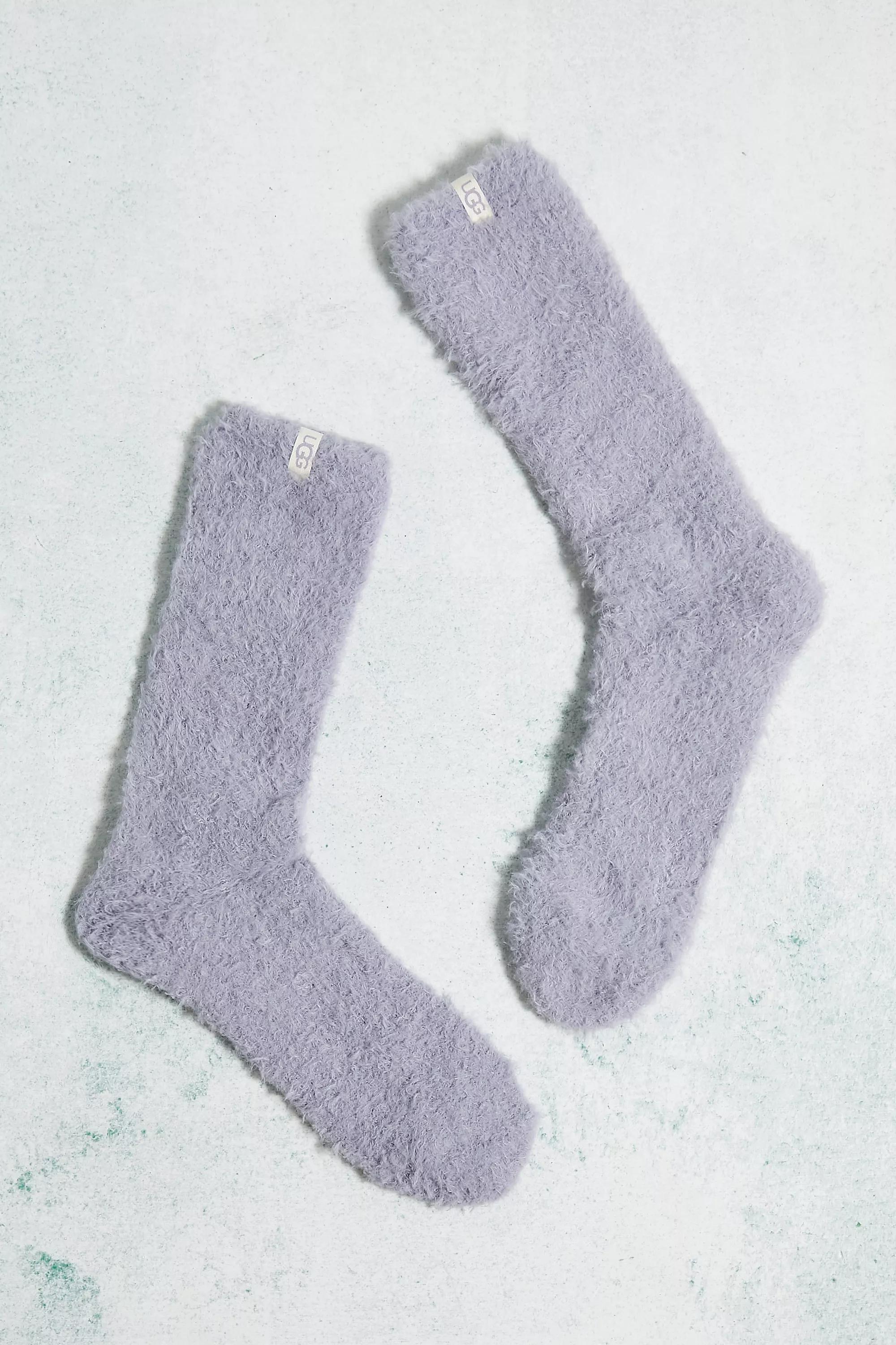 Grey Teddi Cozy Crew Socks, , large image number 1