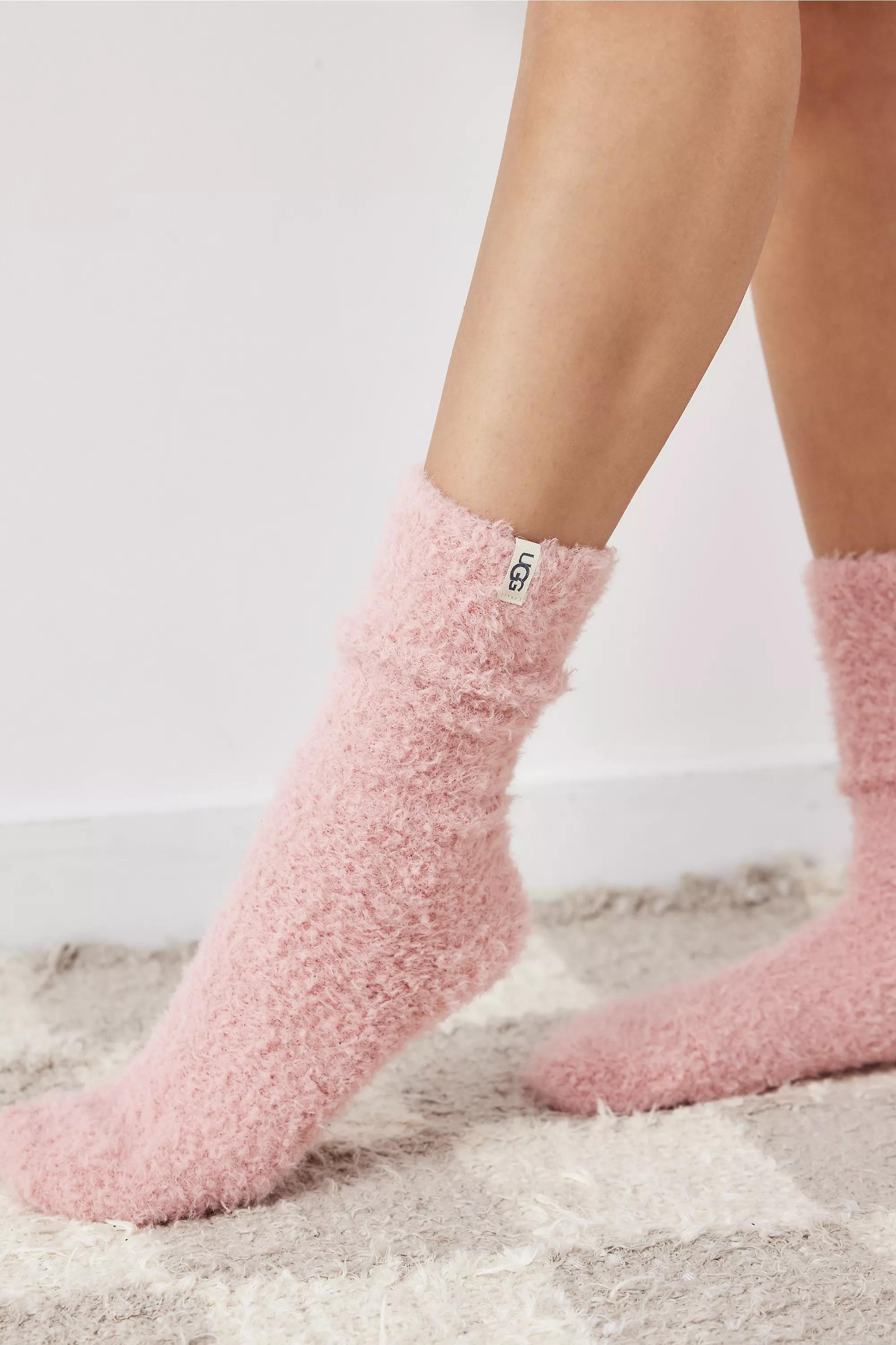 Pink Ugg Teddi Cozy Crew Socks, , large image number 0