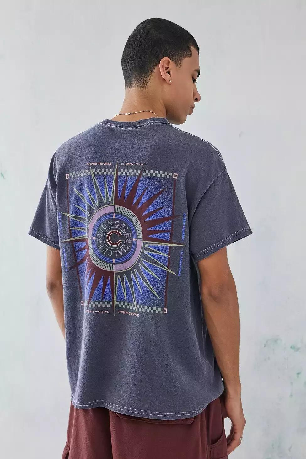 Blue Uo Washed Blue Celestial T-Shirt, , large image number 0