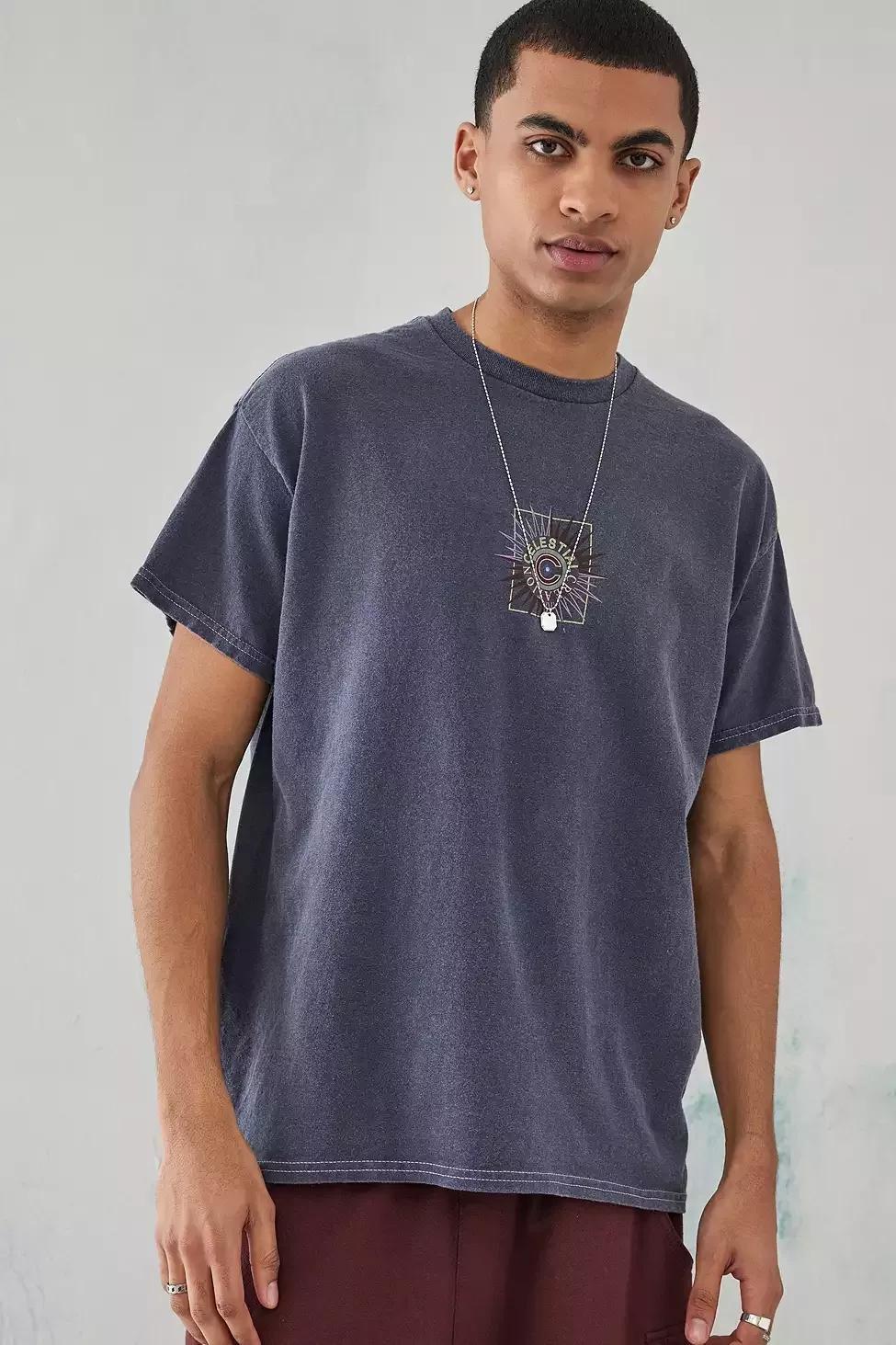 Blue Uo Washed Blue Celestial T-Shirt, , large image number 1
