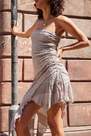 Urban Outfitters - Beige Uo Tiffany Asymmetrical Bandeau Mini Dress