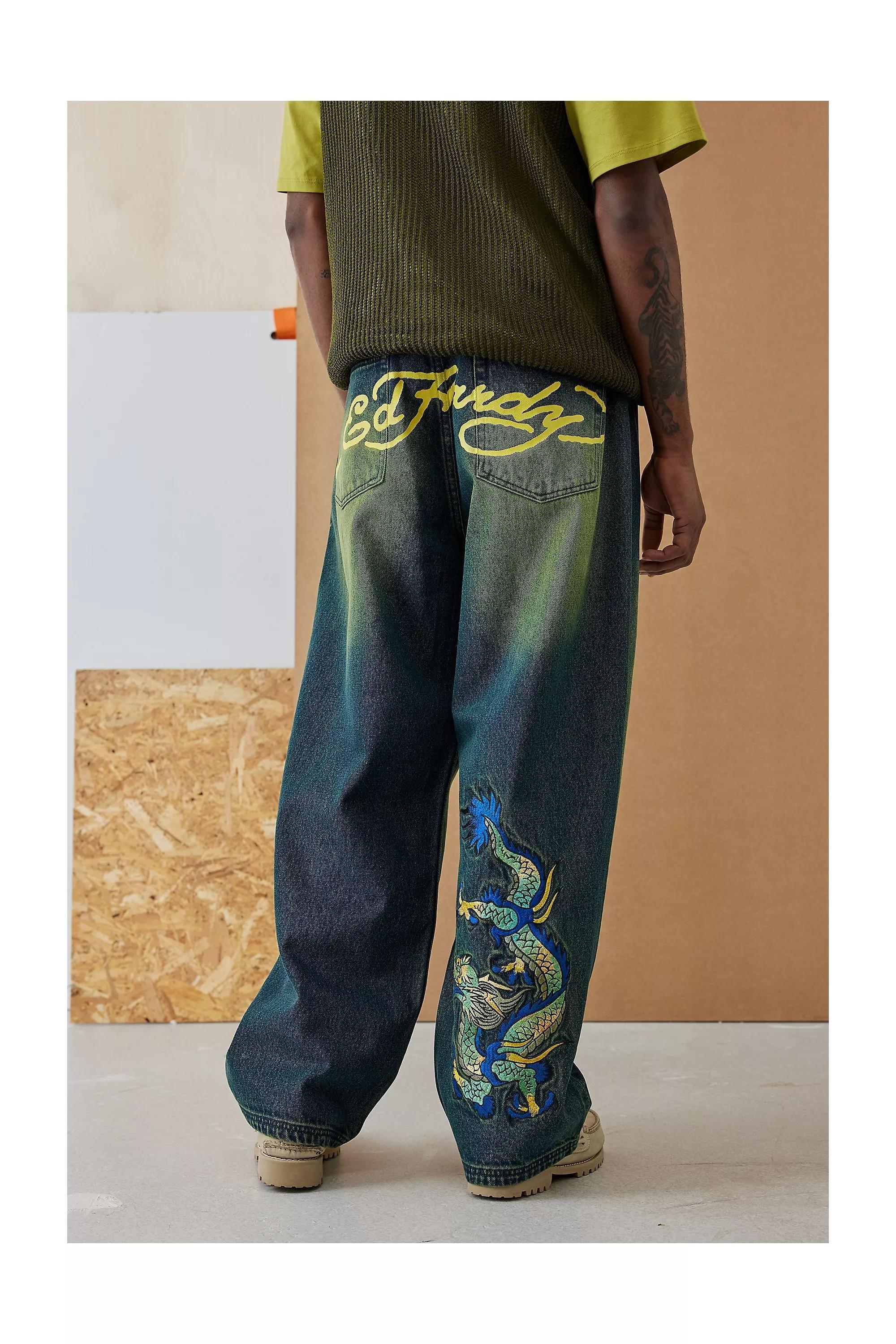 Jeans with shop dragon design