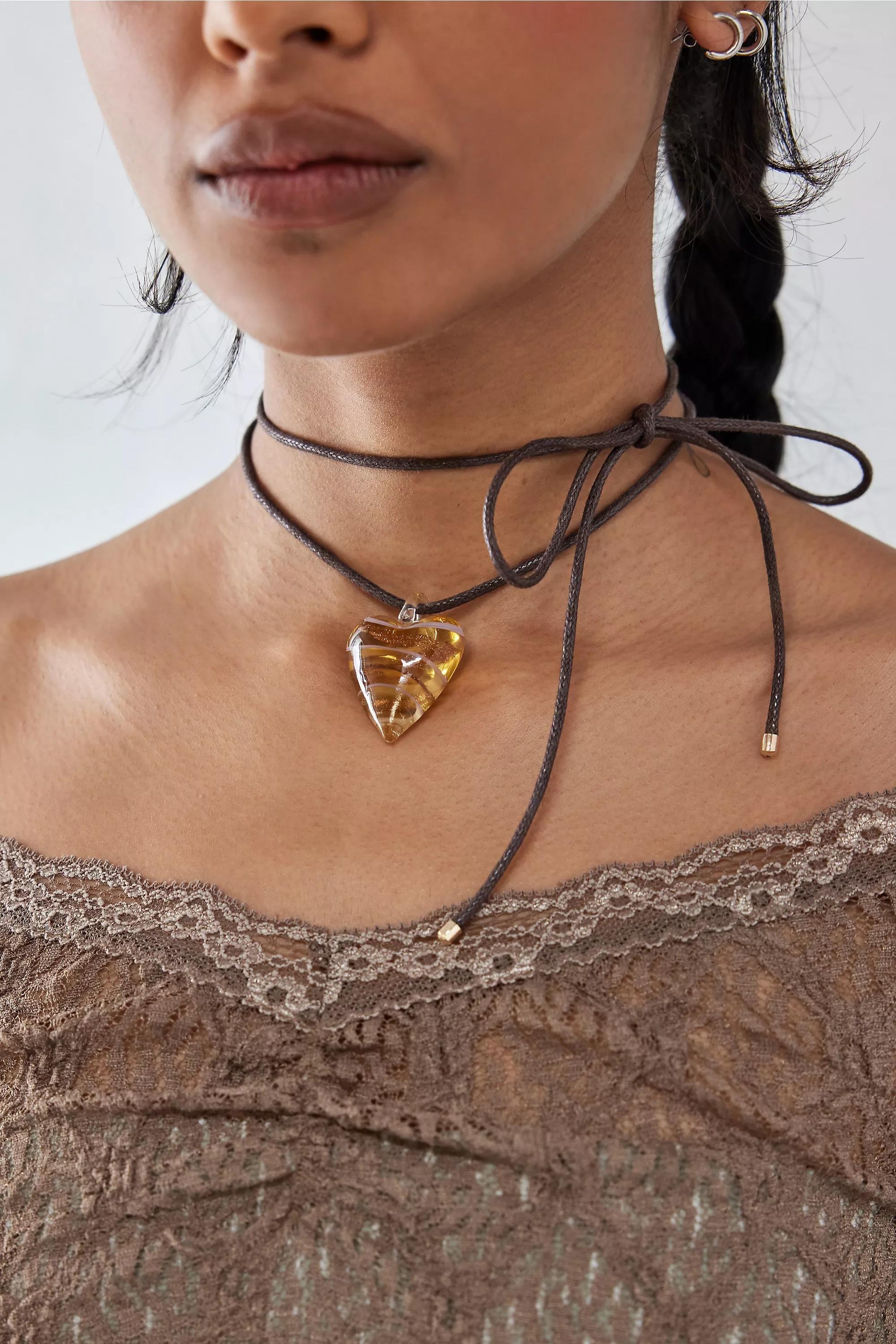 Orange D Silence + Noise Glass Marble Thread Necklace, , large image number 1