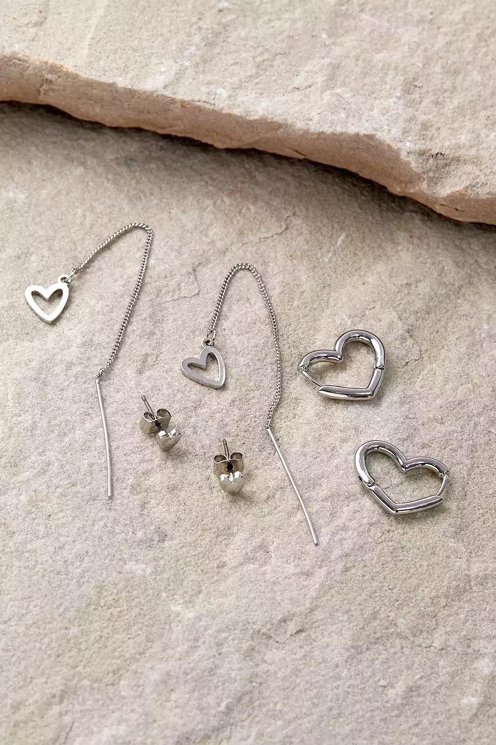 SLVR Silence + Noise Heart Earrings 3-Pack, , large image number 0