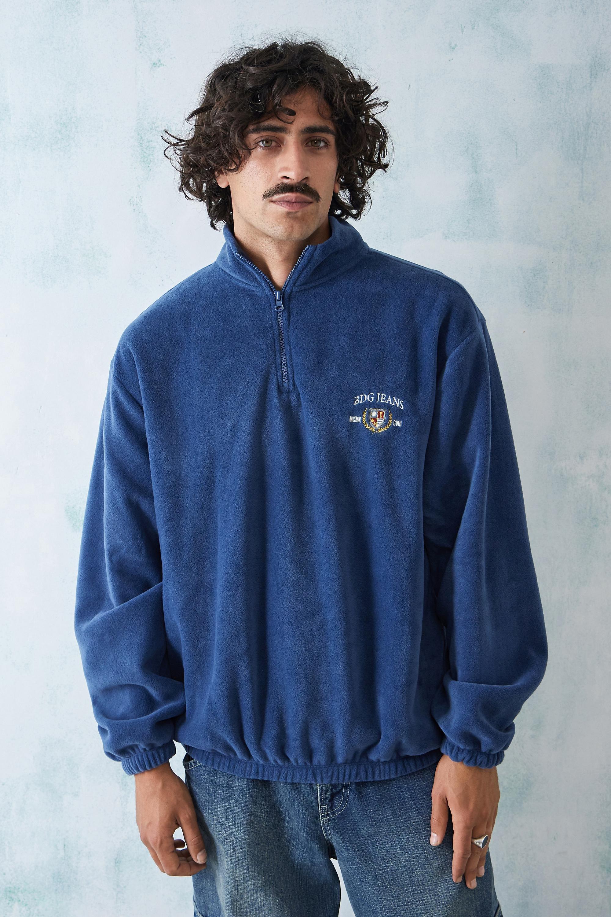 Urban Outfitters - BLUE BDG Blue Crest Fleece Mock Neck Sweatshirt