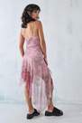 Urban Outfitters - Pink Floral Asymmetrical Mesh Midi Dress