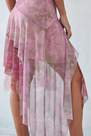 Urban Outfitters - Pink Floral Asymmetrical Mesh Midi Dress