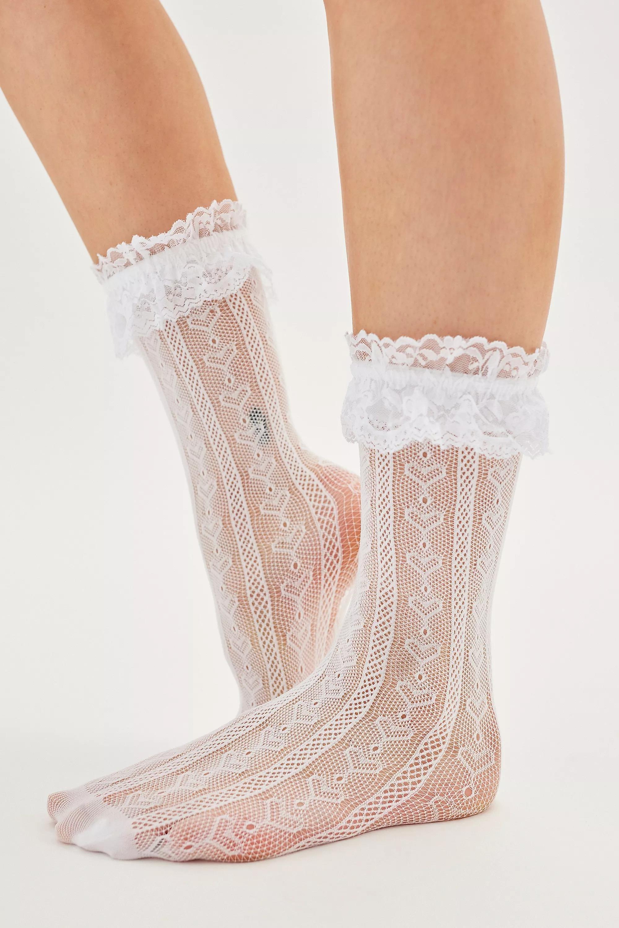 Blue Ruffle Ankle Socks, , large image number 0