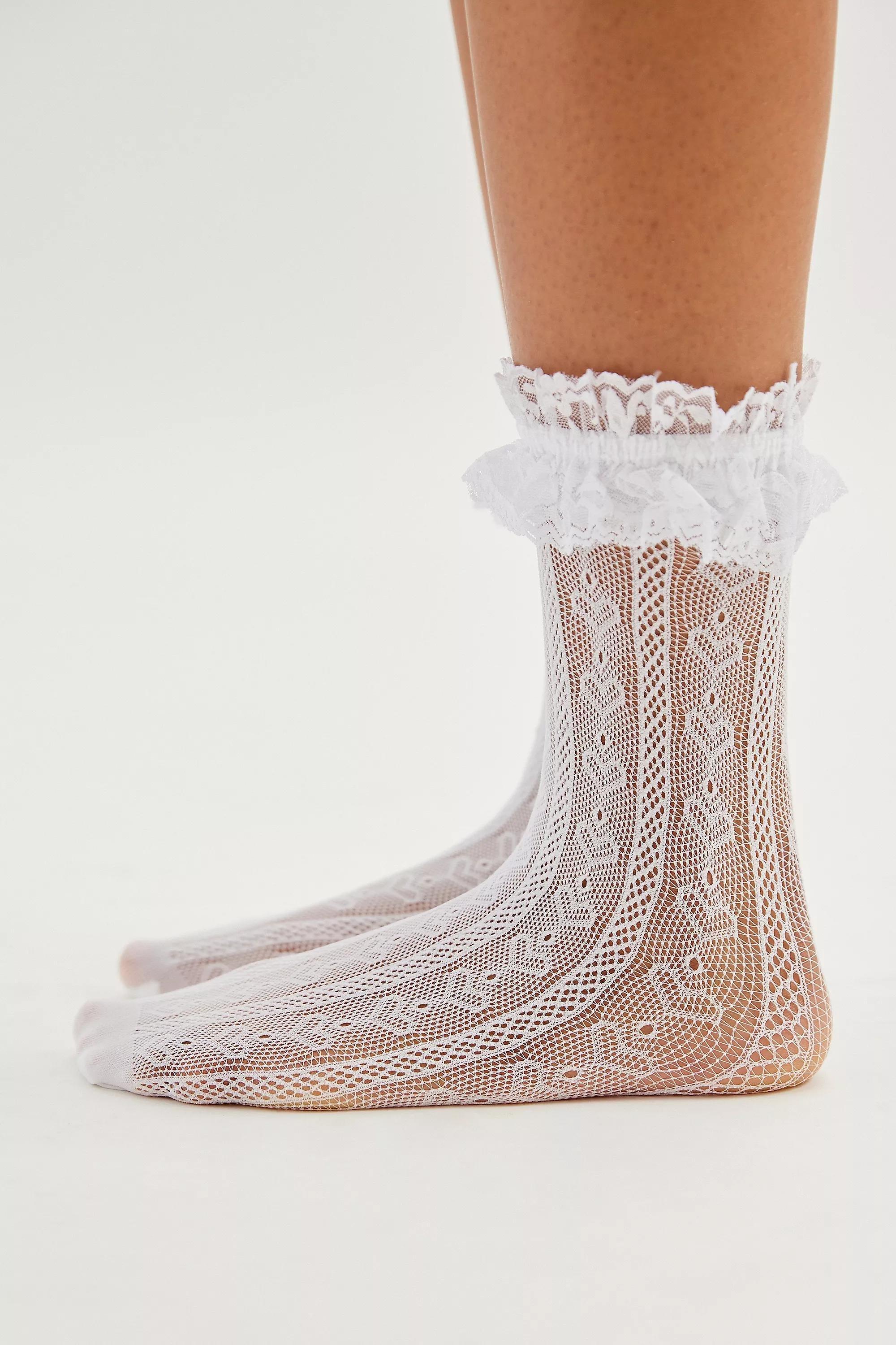 Blue Ruffle Ankle Socks, , large image number 2