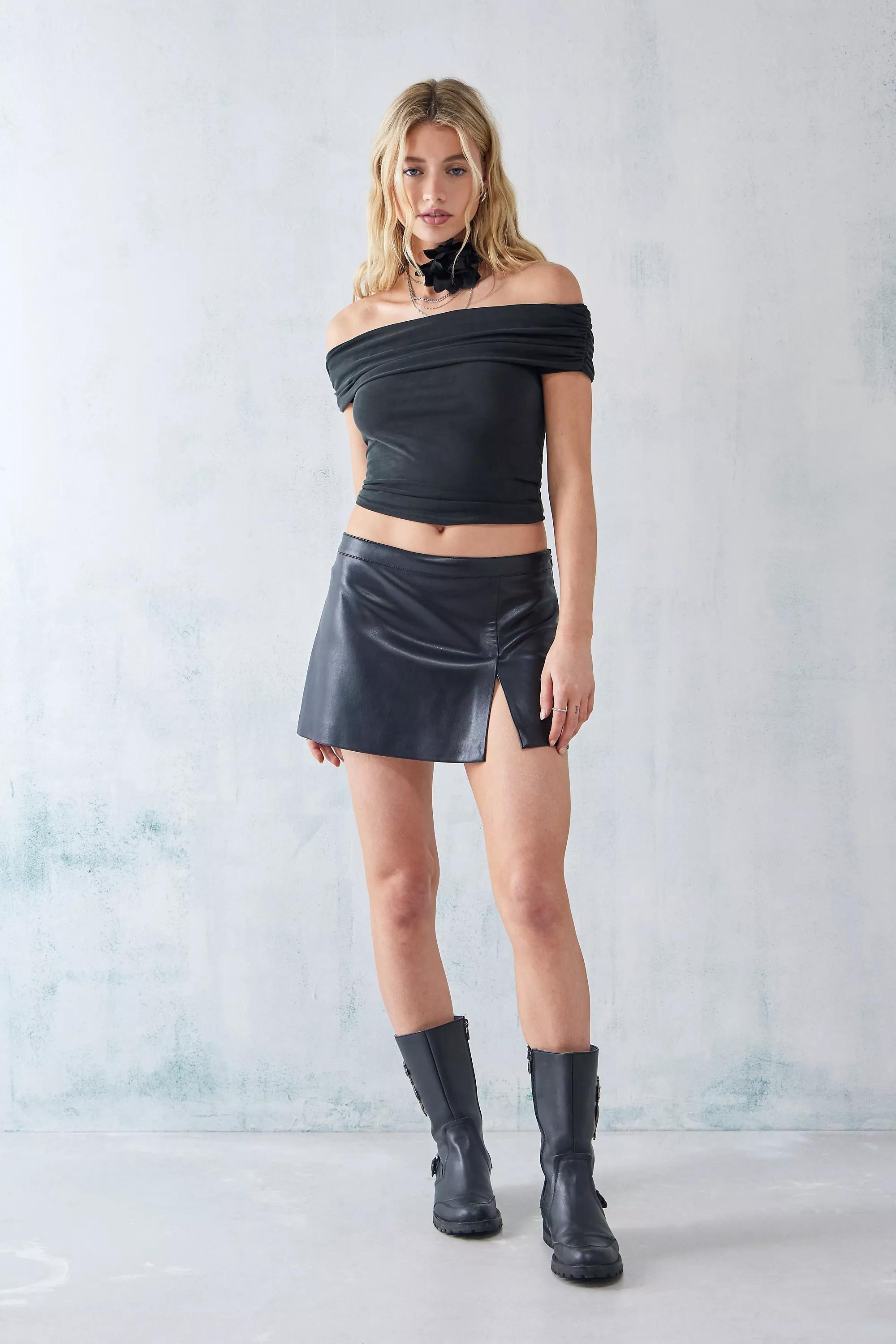 Black leather hotsell skirt urban outfitters