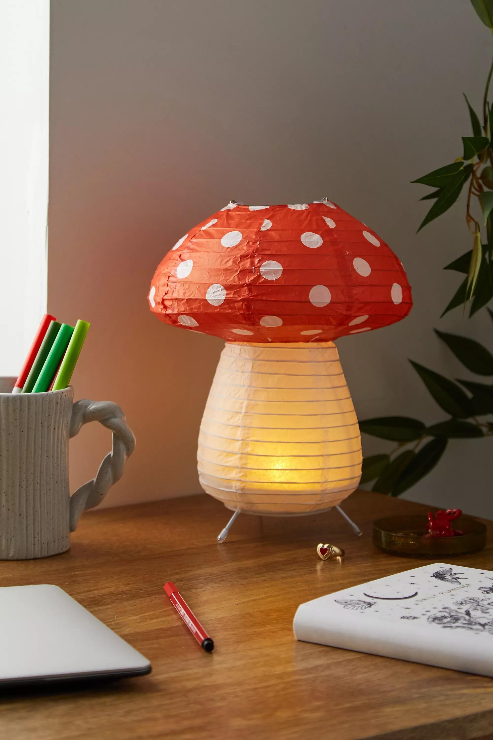 Pink Mushroom Paper Lantern, PINK, large image number 0