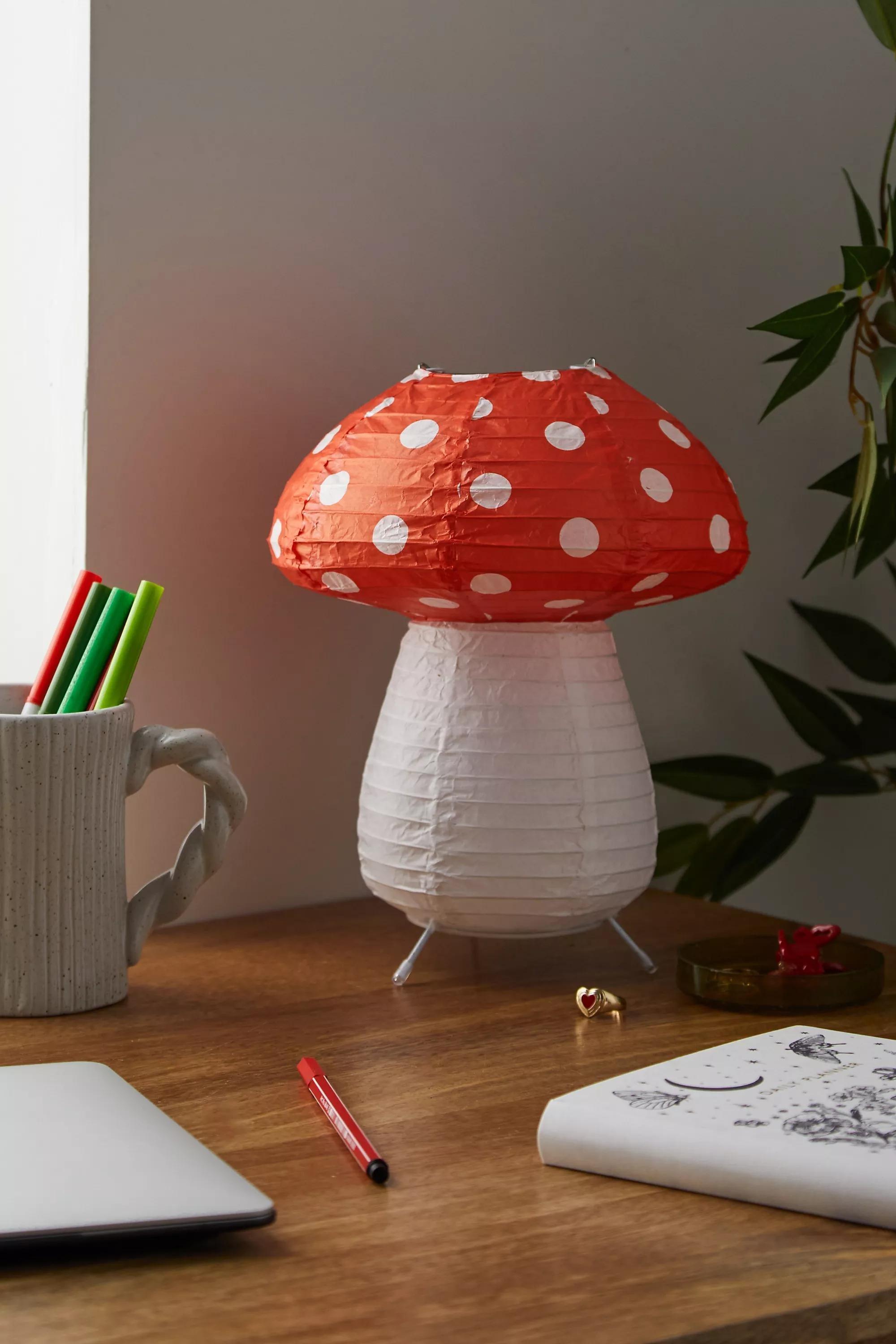 Pink Mushroom Paper Lantern, PINK, large image number 1