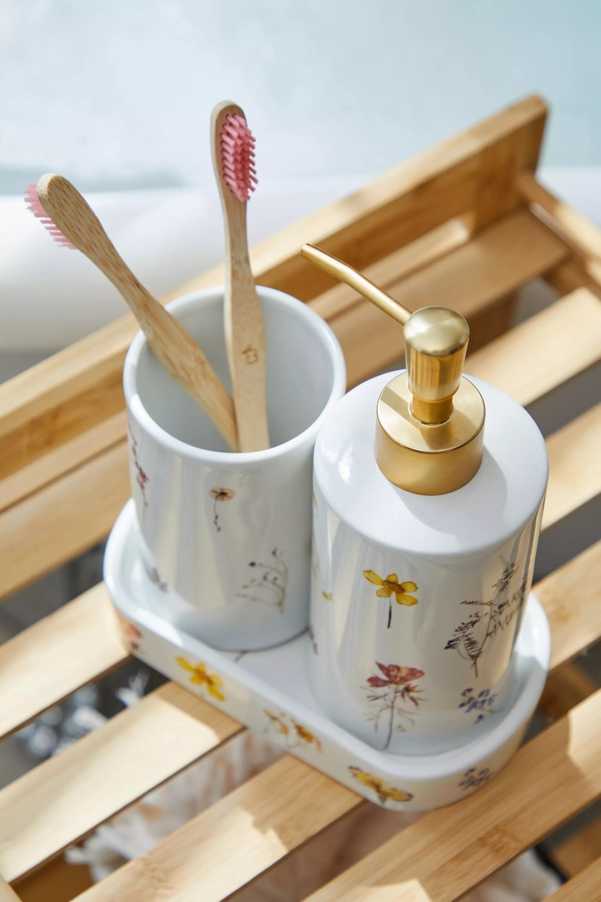 White Pressed Flower Bathroom Bundle, , large image number 2