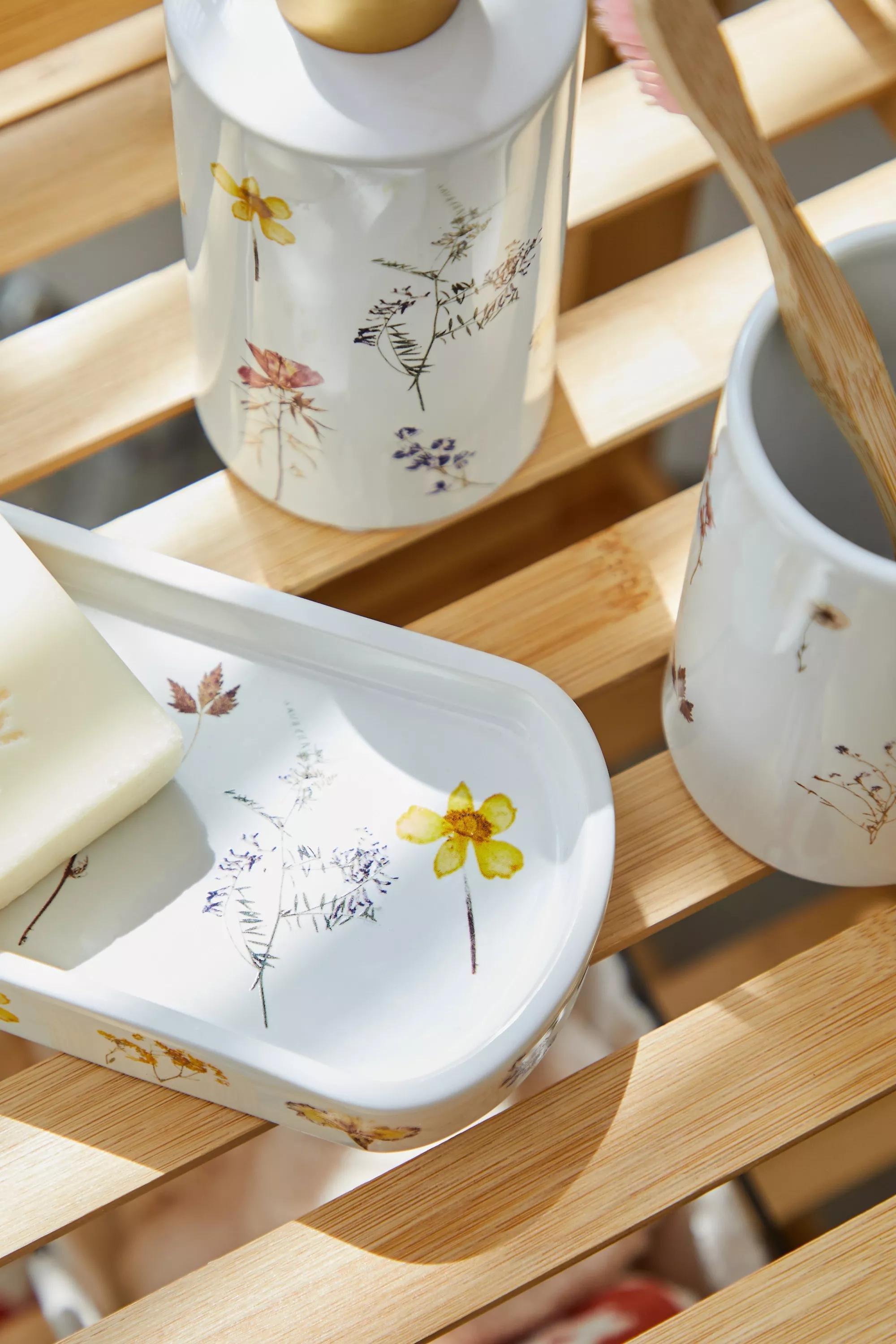 White Pressed Flower Bathroom Bundle, , large image number 3